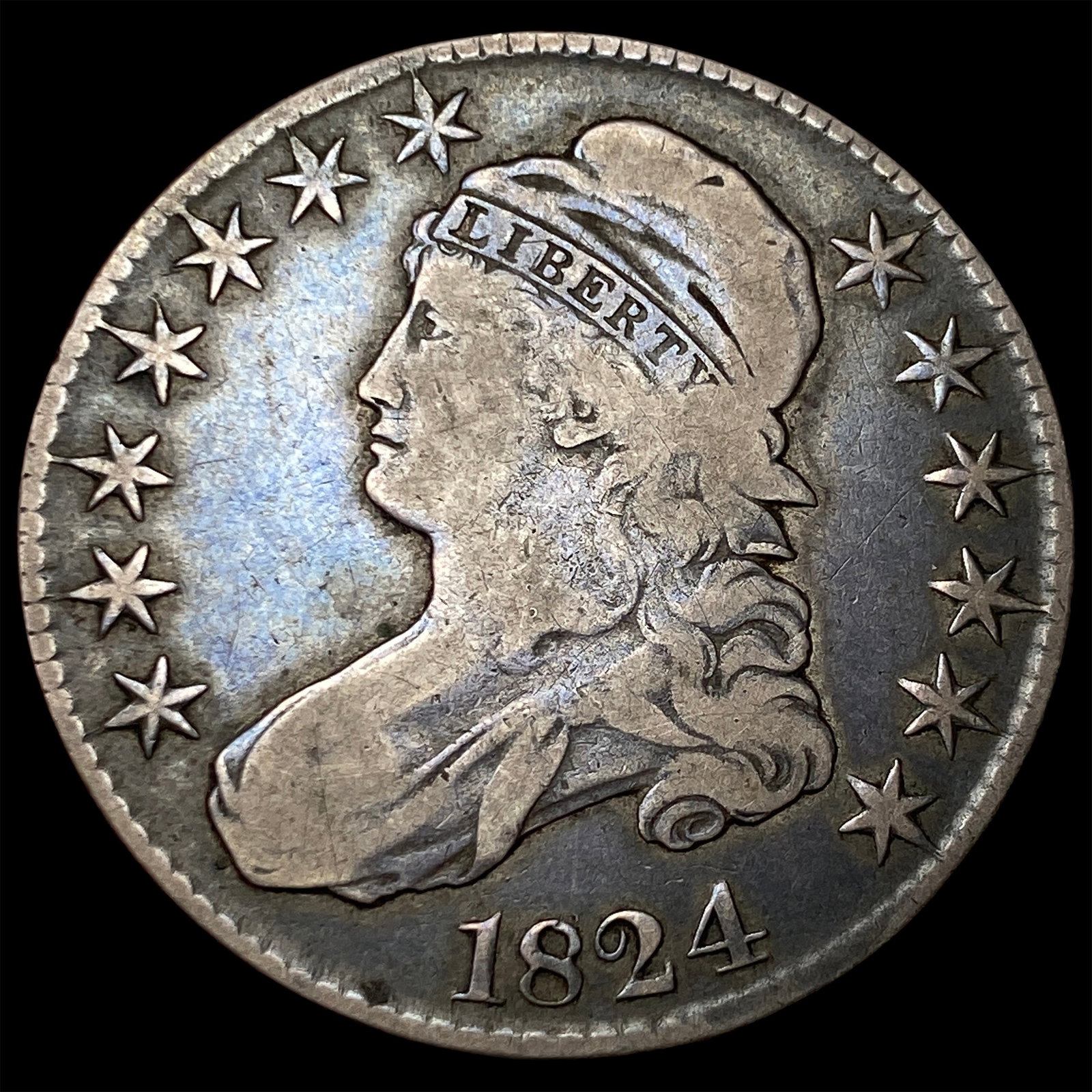 1824 Silver Capped Bust Half Dollar LIGHTLY CIRCULATED: 1824 Silver Capped Bust Half Dollar LIGHTLY CIRCULATED