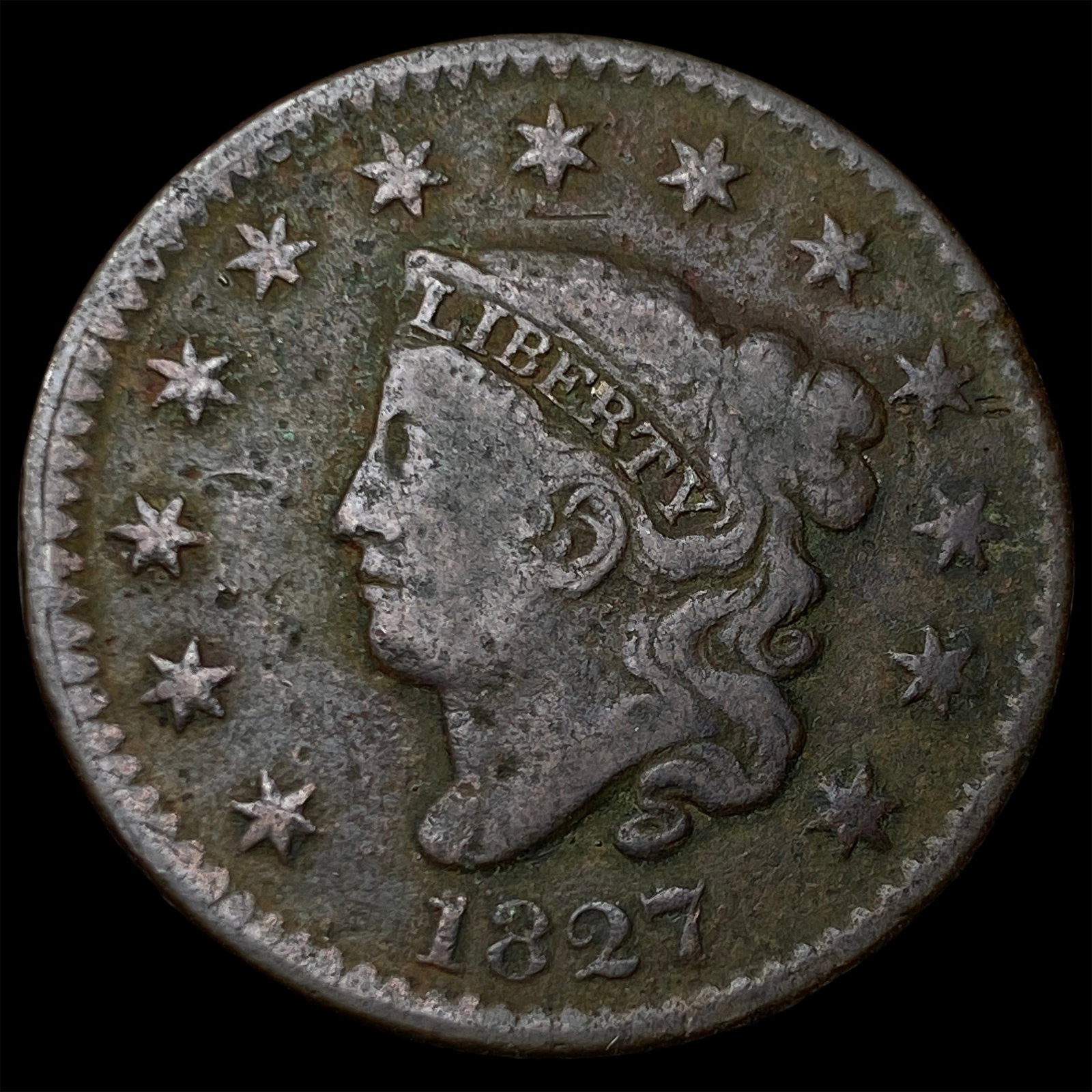 1827 Coronet Head Large Cent NICELY CIRCULATED (1 of 2)