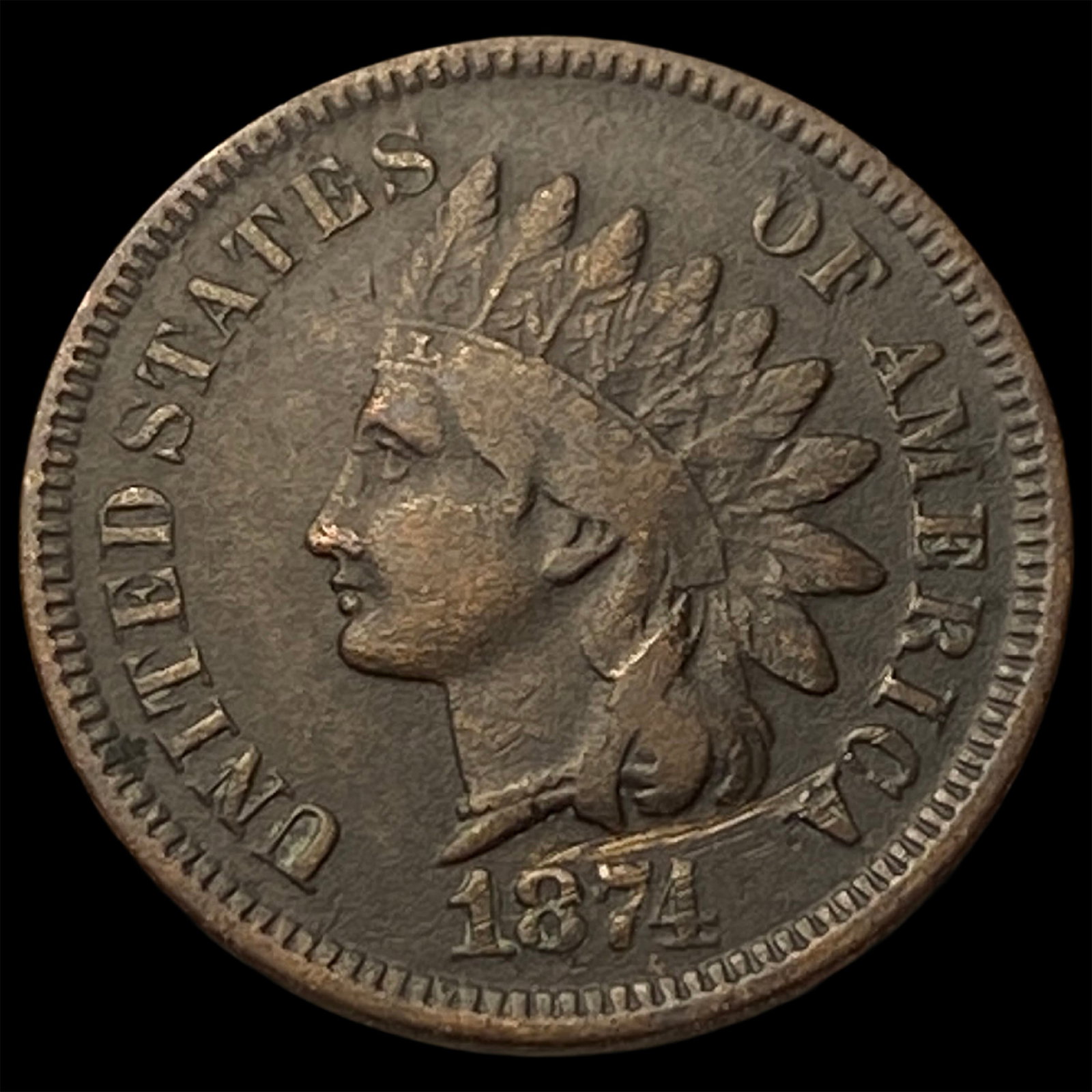 1874 Indian Head Cent NEARLY UNCIRCULATED (1 of 2)