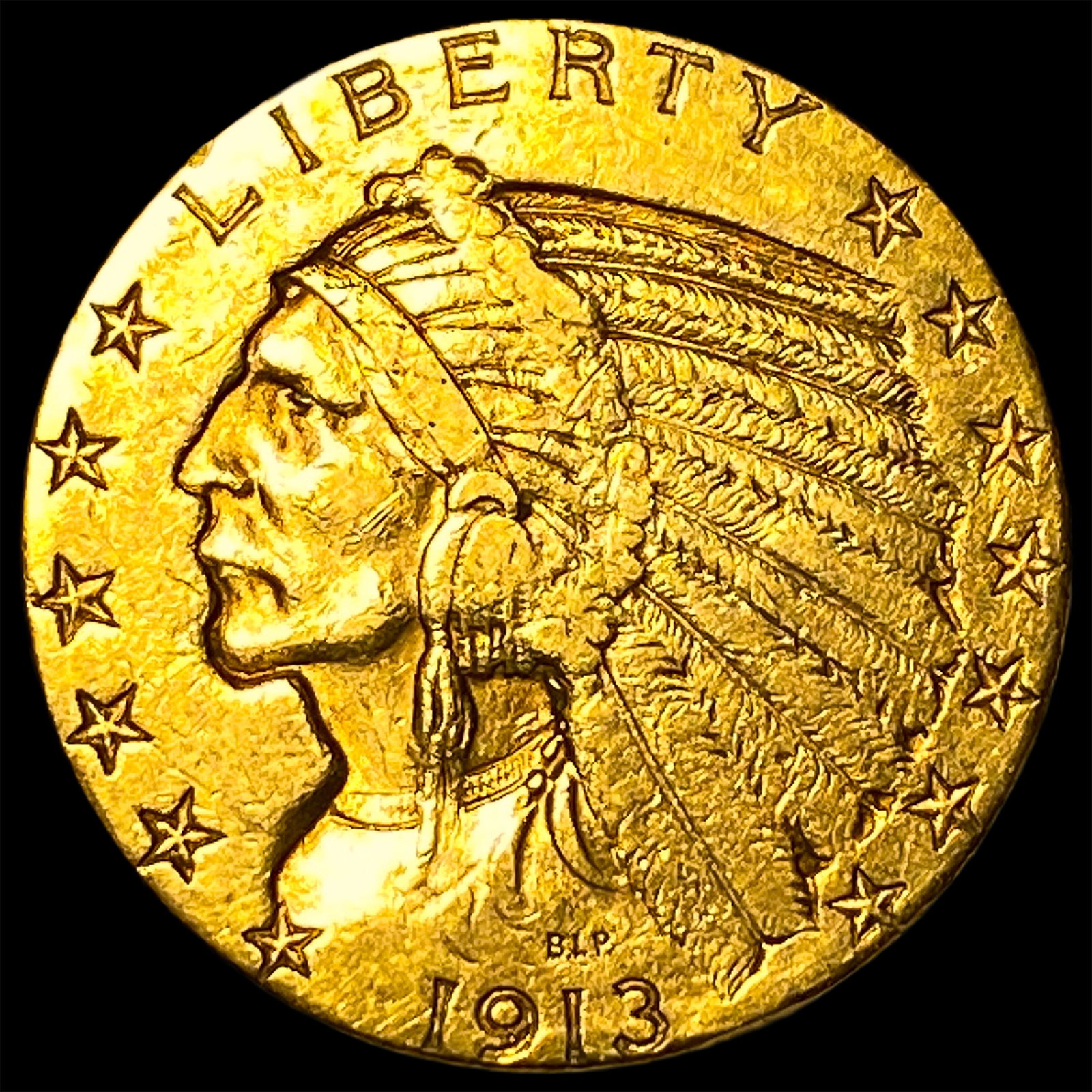 1913-S Gold $5 Indian Head Half Eagle CLOSELY UNCIRCULATED (1 of 2)