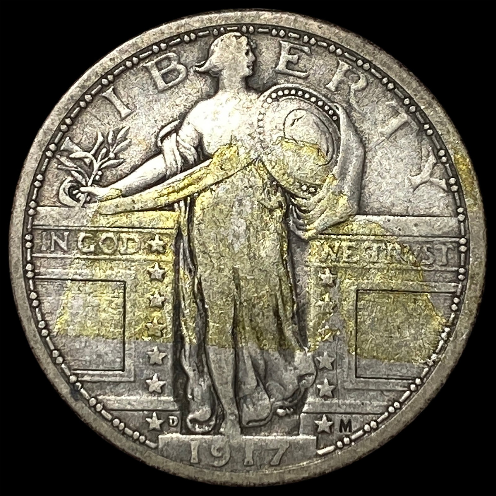1917-D Type 1 Silver Standing Liberty Quarter LIGHTLY CIRCULATED (1 of 2)