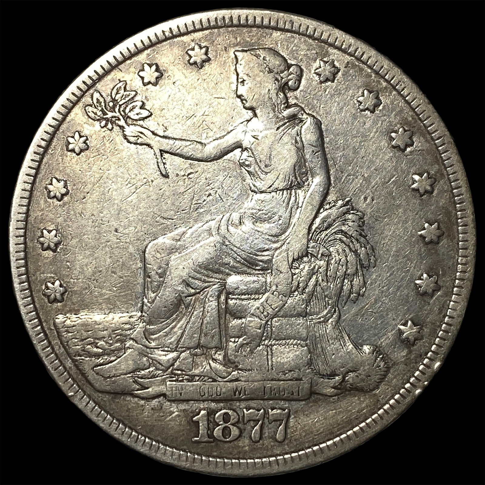 1877 Silver Trade Dollar NEARLY UNCIRCULATED (1 of 2)