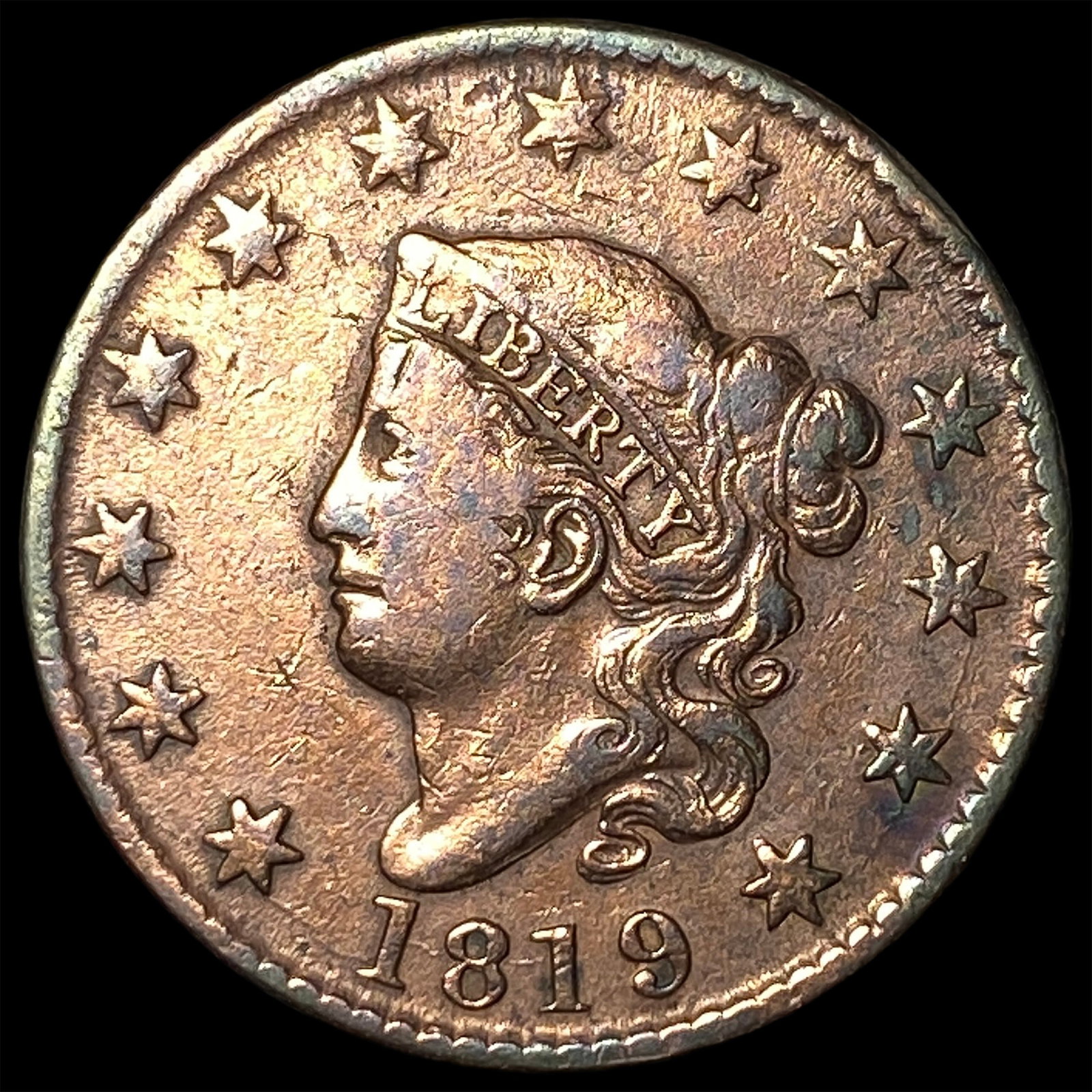 1819 Coronet Head Large Cent CLOSELY UNCIRCULATED (1 of 2)