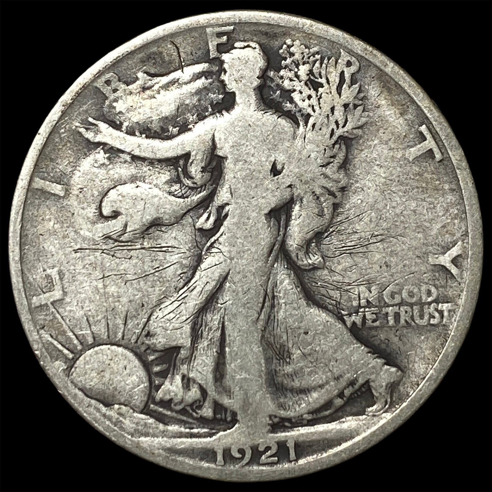 1921-D Silver Walking Liberty Half Dollar LIGHTLY CIRCULATED (1 of 2)
