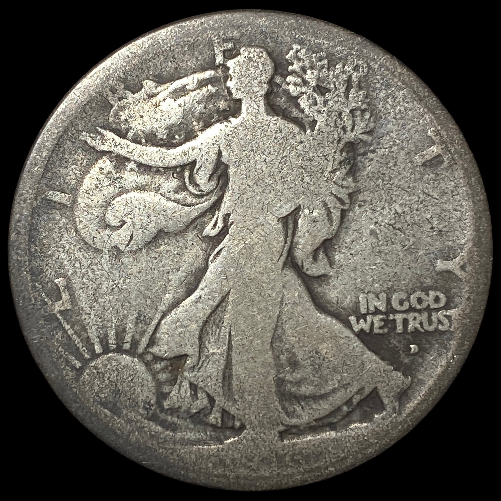 Walking Liberty Half Dollar 1917-D NICELY CIRCULATED: Walking Liberty Half Dollar 1917-D NICELY CIRCULATED