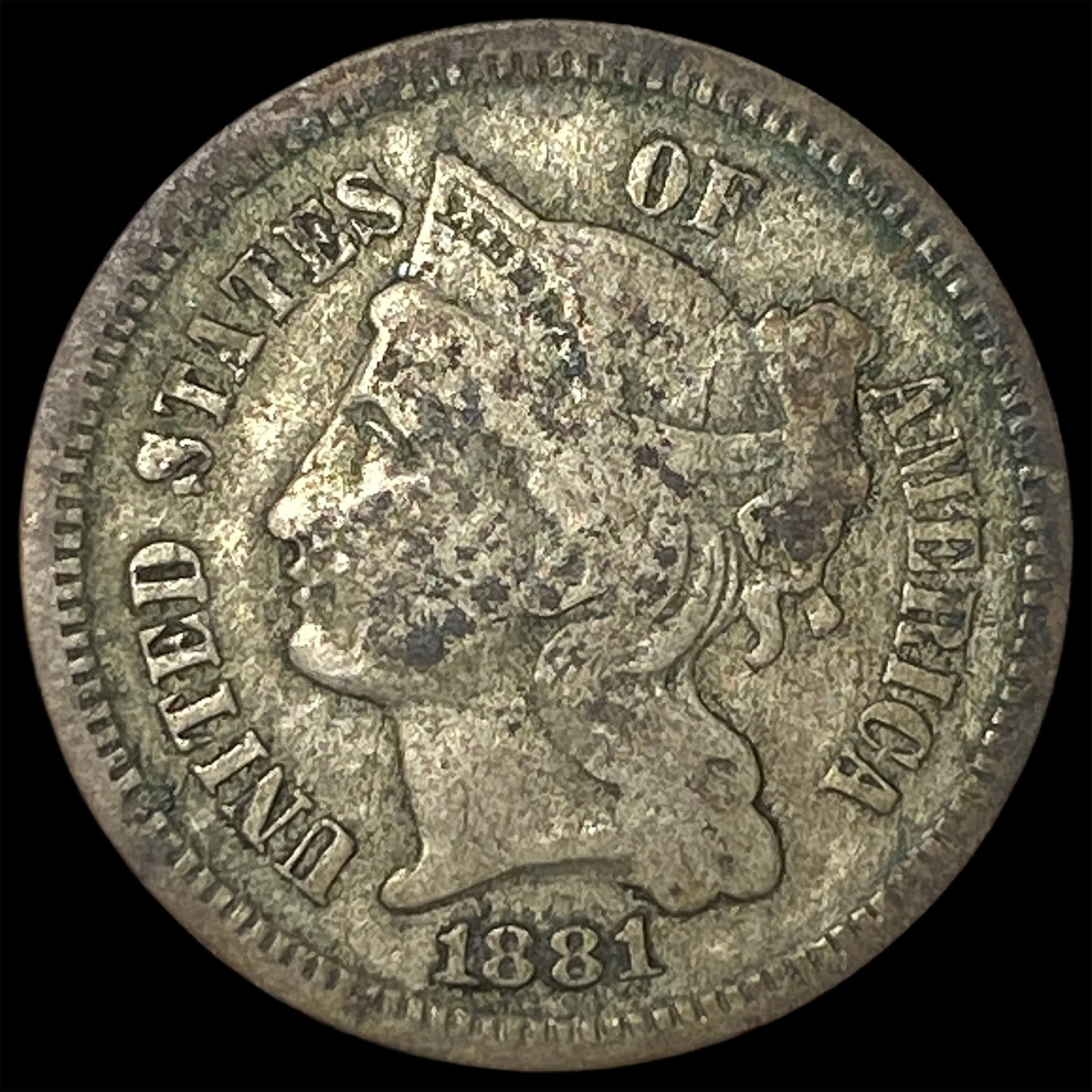 1881 Nickel Three-Cent Piece LIGHTLY CIRCULATED (1 of 2)
