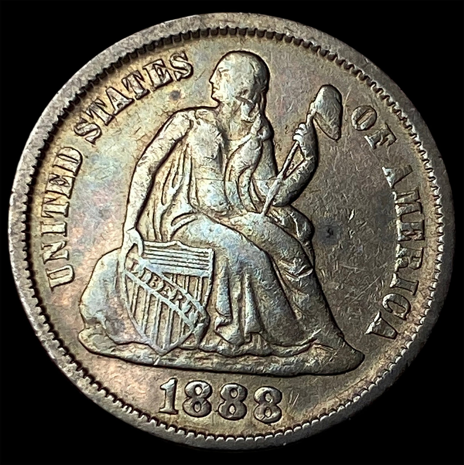 1888 Seated Liberty Dime NEARLY UNCIRCULATED: 1888 Seated Liberty Dime NEARLY UNCIRCULATED