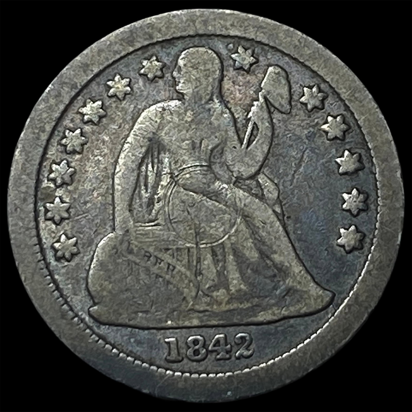 1842-O Silver Seated Liberty Dime LIGHTLY CIRCULATED: 1842-O Silver Seated Liberty Dime LIGHTLY CIRCULATED