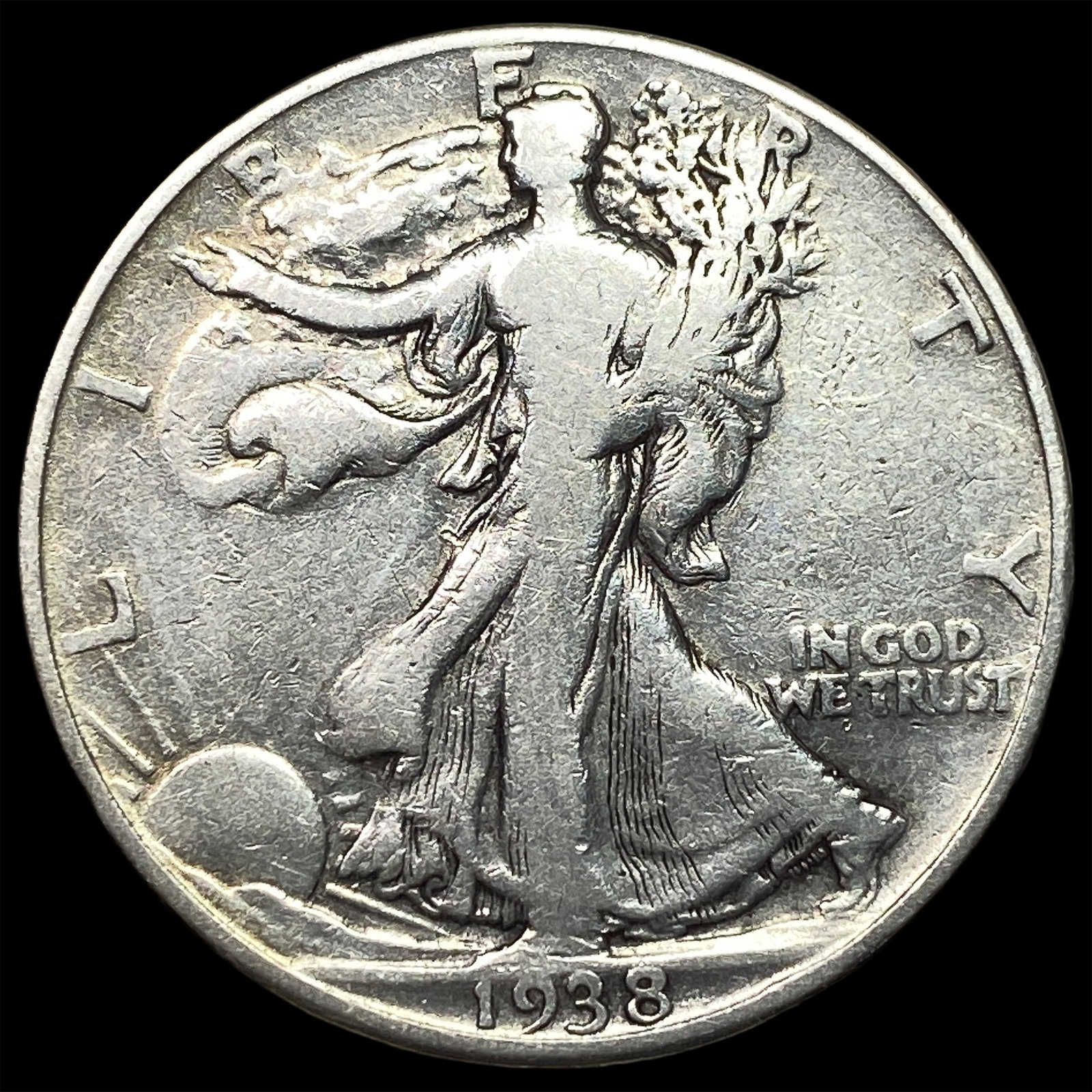 1938-D Silver Walking Liberty Half Dollar LIGHTLY CIRCULATED (1 of 2)