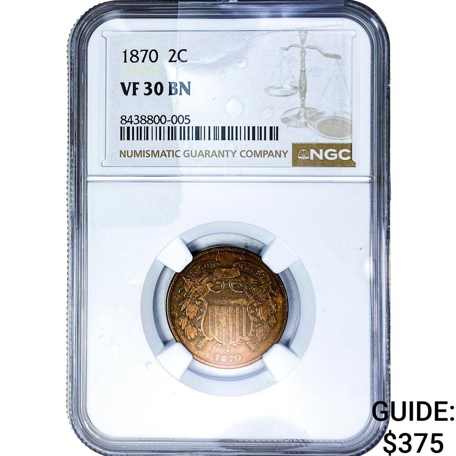 1870 2C Shield NGC VF30 BN (1 of 2)