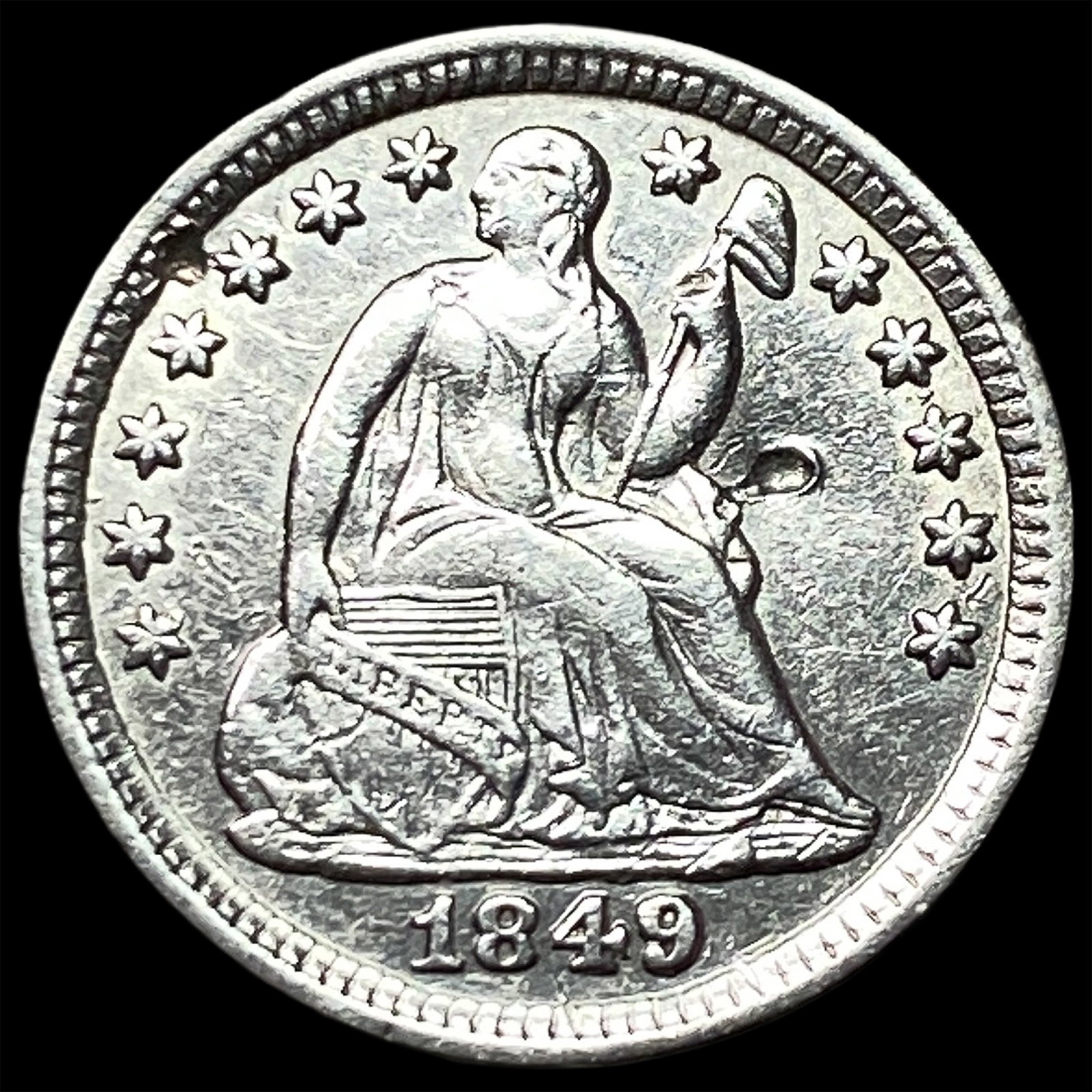 1849 Seated Liberty Half Dime HIGH GRADE: 1849 Seated Liberty Half Dime HIGH GRADE