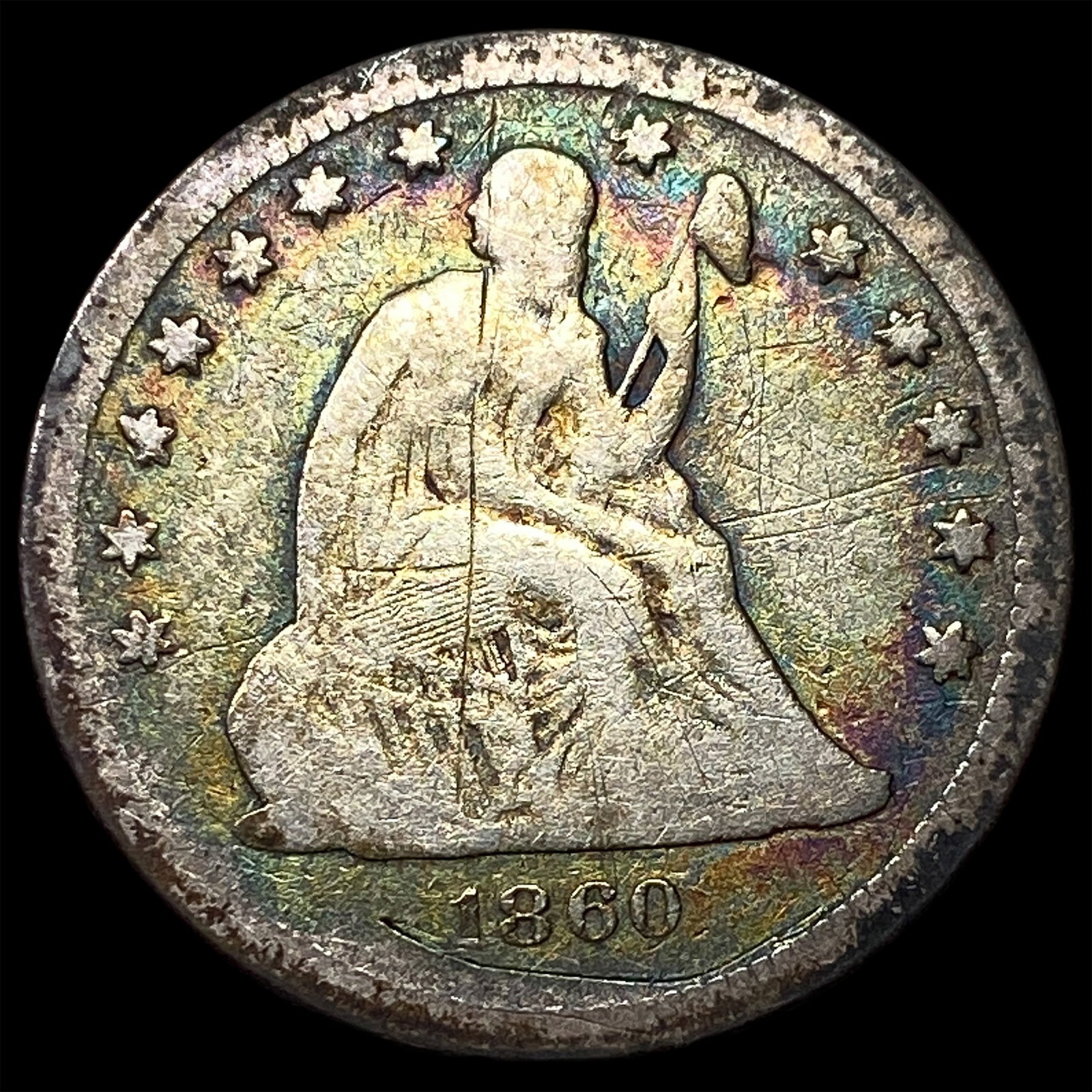1860-O Silver Seated Liberty Quarter LIGHTLY CIRCULATED: 1860-O Silver Seated Liberty Quarter LIGHTLY CIRCULATED