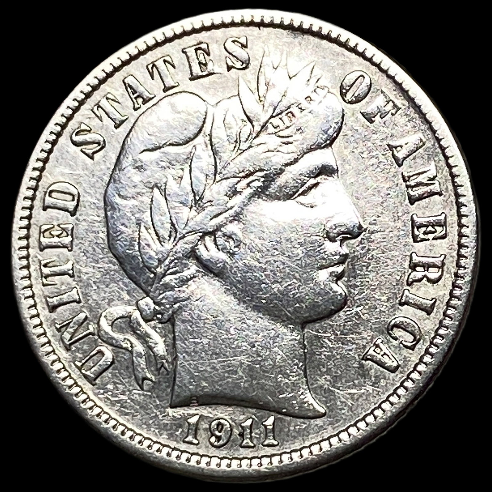 1911-S Silver Barber Dime CHOICE AU: 1911-S Silver Barber Dime CHOICE AU