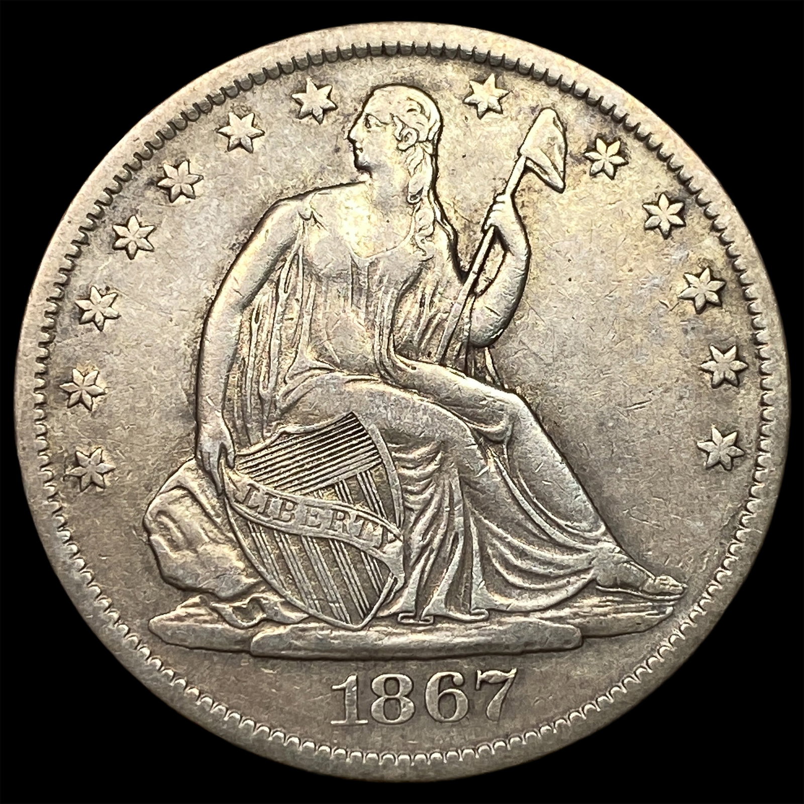1867-S Silver Half Dollar ABOUT UNCIRCULATED (1 of 2)