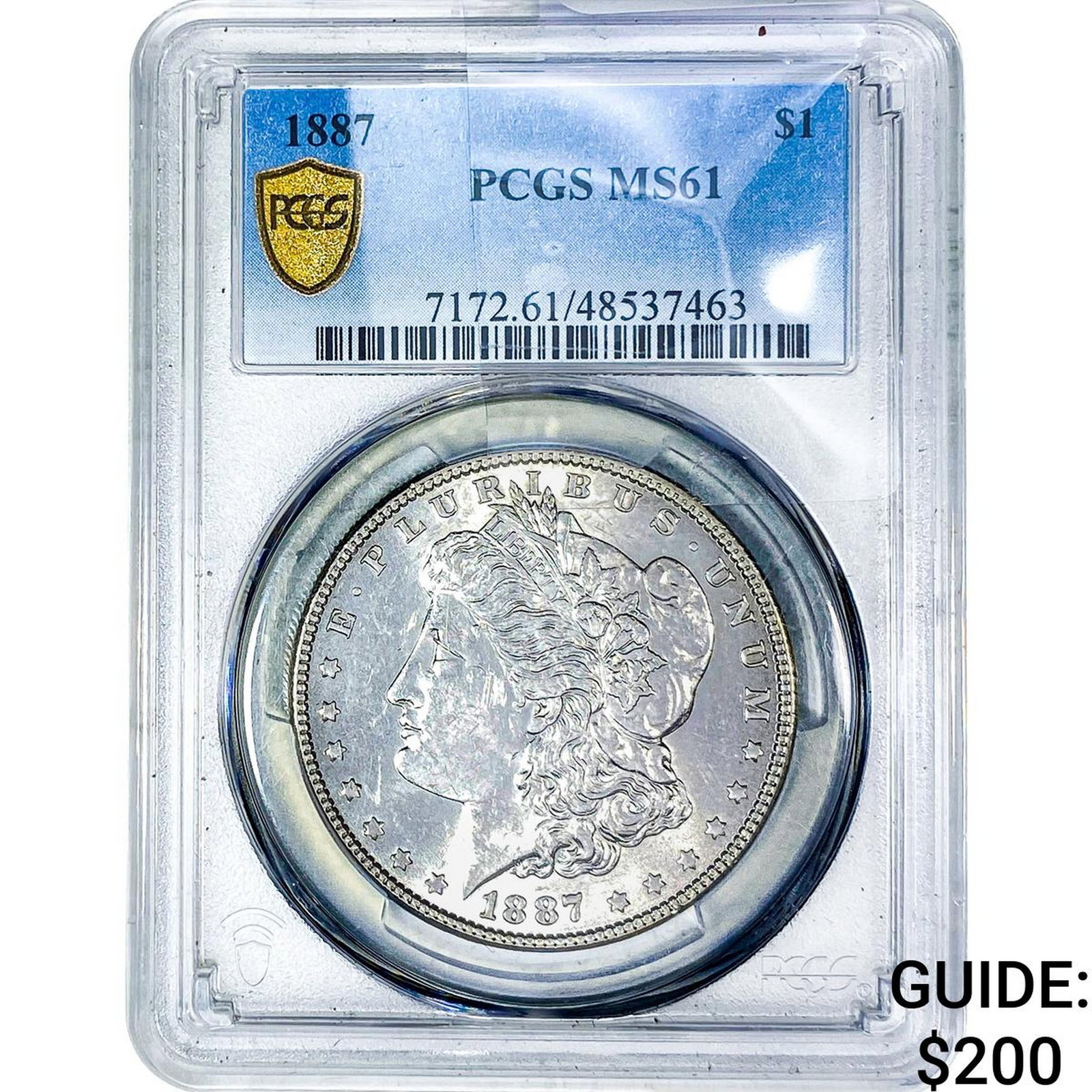 1887 Morgan Silver Dollar PCGS MS61: 1887 Morgan Silver Dollar PCGS MS61