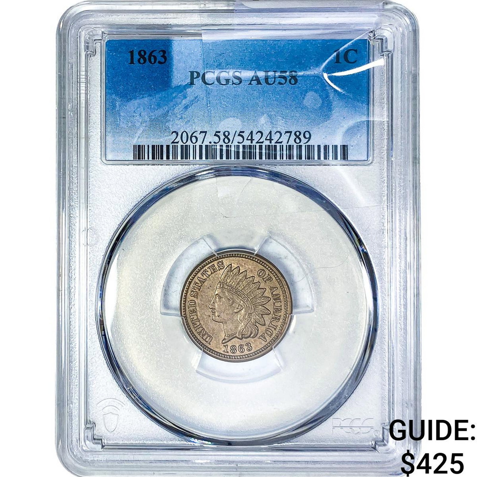 1863 Indian Head Cent PCGS AU58: 1863 Indian Head Cent PCGS AU58
