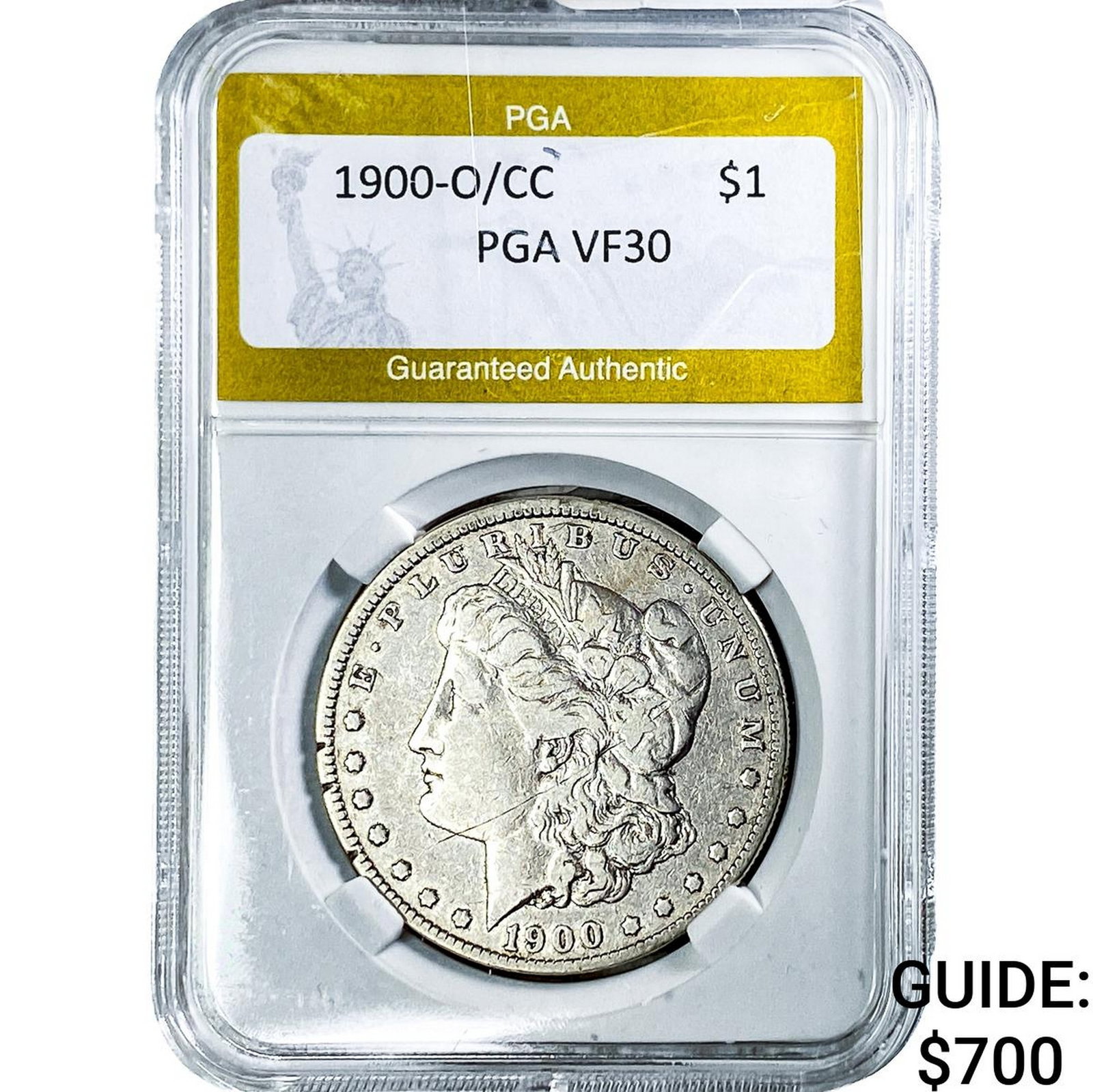 1900-O/CC Morgan Silver Dollar PGA VF30: 1900-O/CC Morgan Silver Dollar PGA VF30
