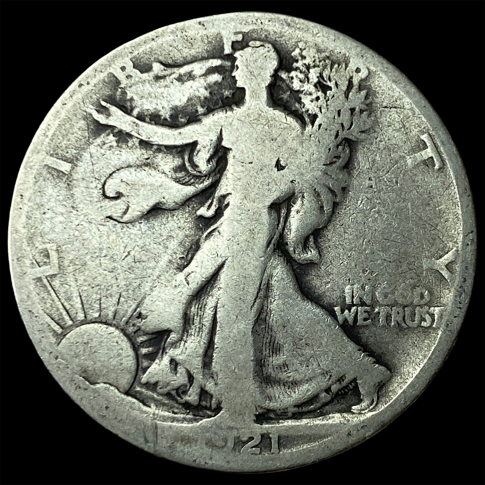 1921-S Silver Walking Liberty Half Dollar NICELY CIRCULATED: 1921-S Silver Walking Liberty Half Dollar NICELY CIRCULATED