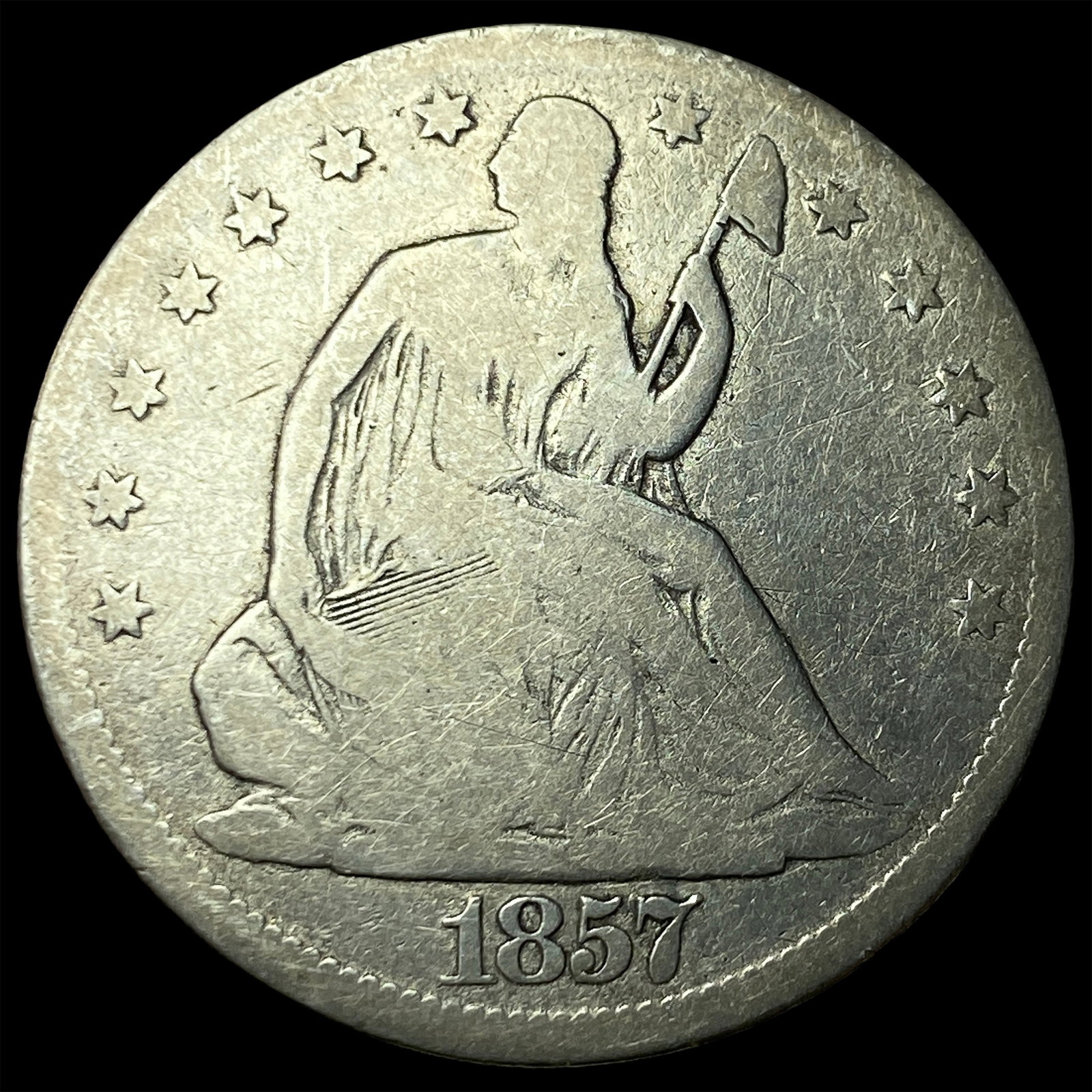 1857-O Silver Seated Liberty Half Dollar NICELY CIRCULATED: 1857-O Silver Seated Liberty Half Dollar NICELY CIRCULATED