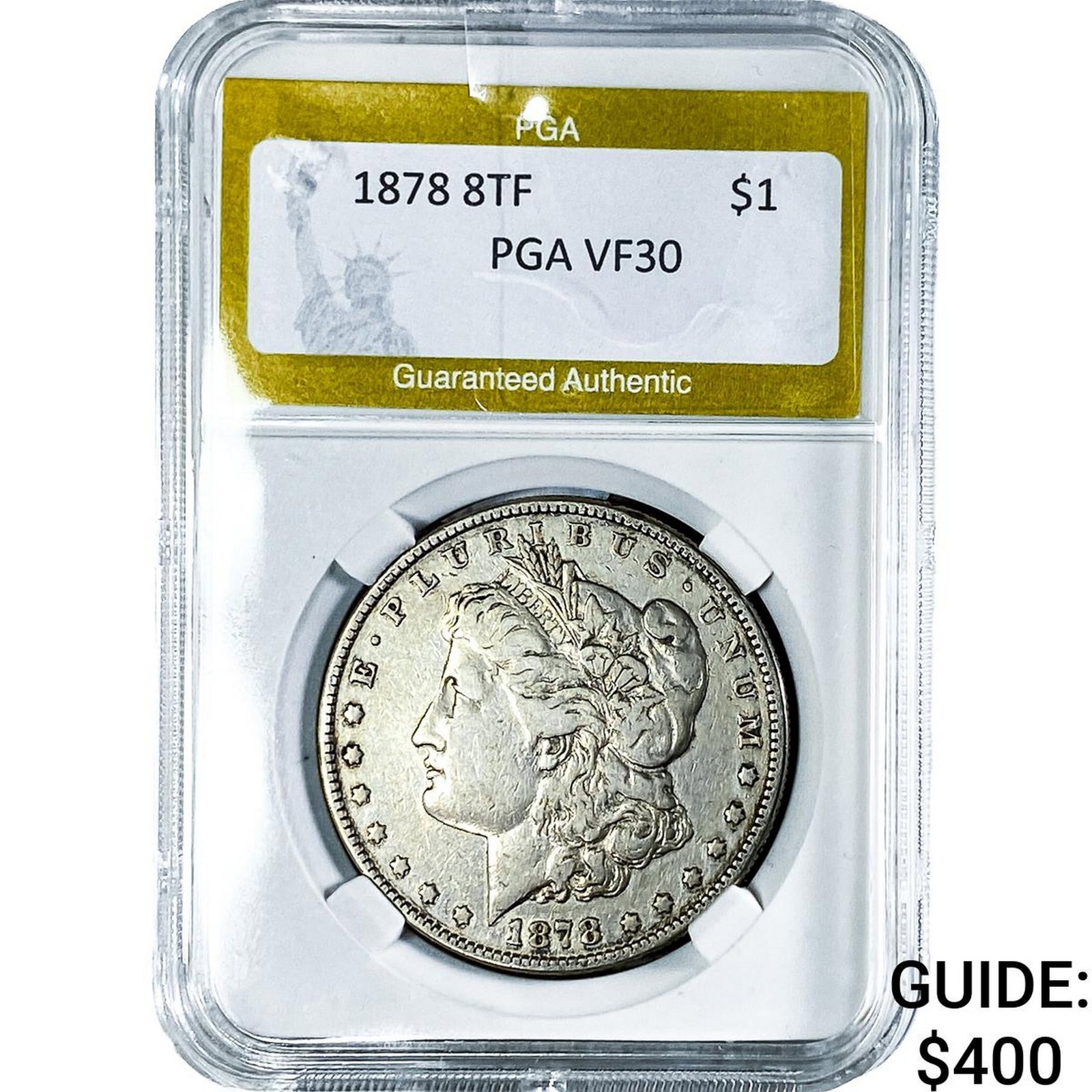 1878 8TF Morgan Silver Dollar PGA VF30: 1878 8TF Morgan Silver Dollar PGA VF30
