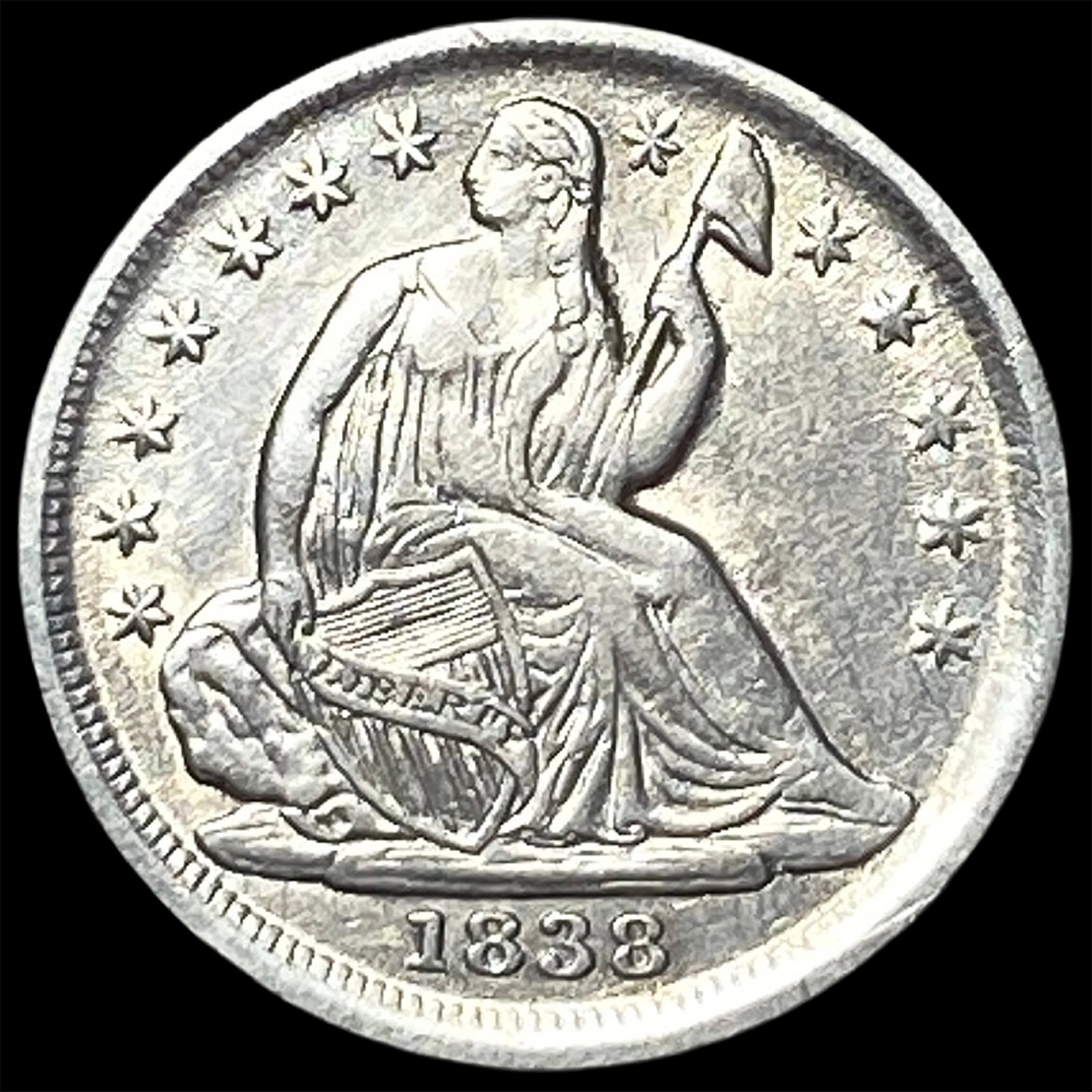 1838 Silver Seated Liberty Half Dime UNCIRCULATED (1 of 2)