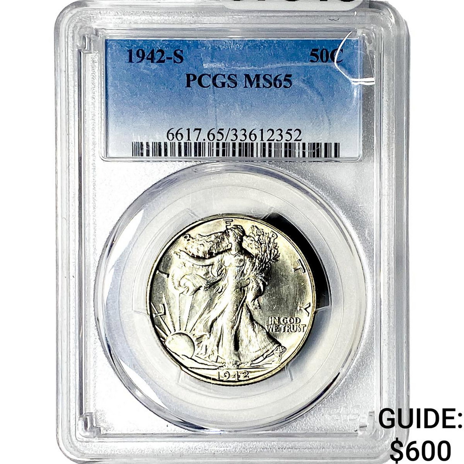 1942-S Walking Liberty Half Dollar PCGS MS65: 1942-S Walking Liberty Half Dollar PCGS MS65
