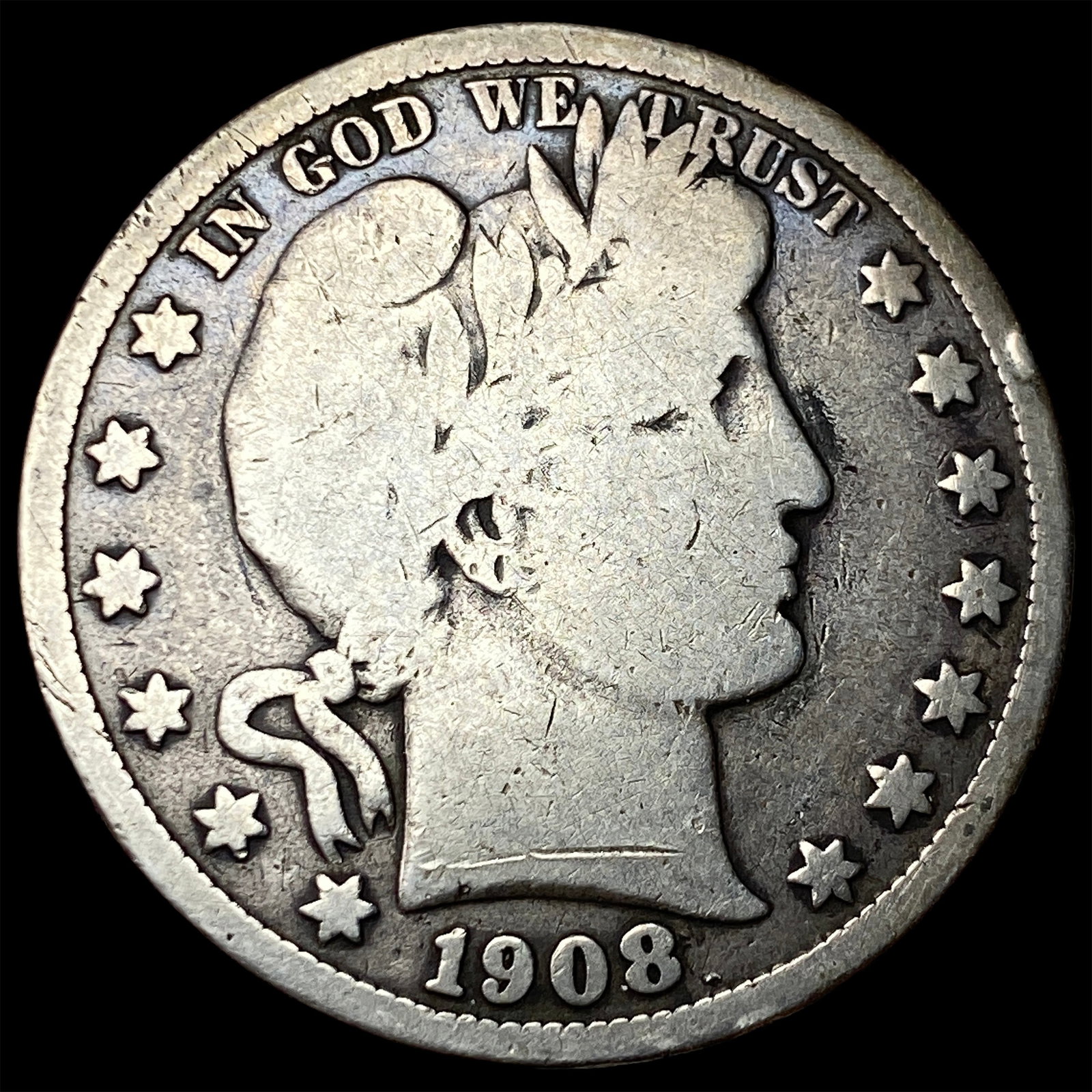 1908-D Silver Barber Half Dollar NICELY CIRCULATED (1 of 2)