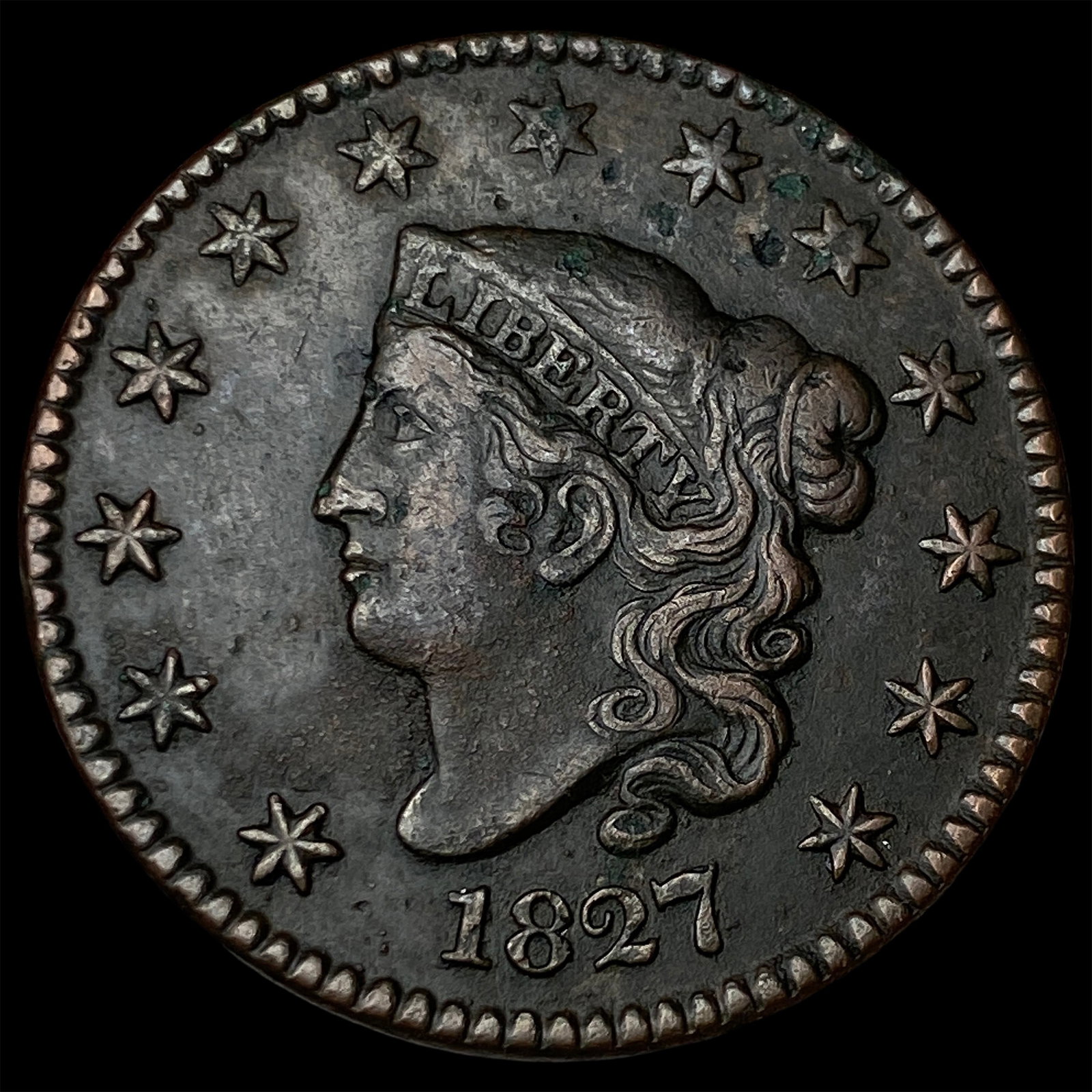 1827 Coronet Head Large Cent CLOSELY UNCIRCULATED (1 of 2)