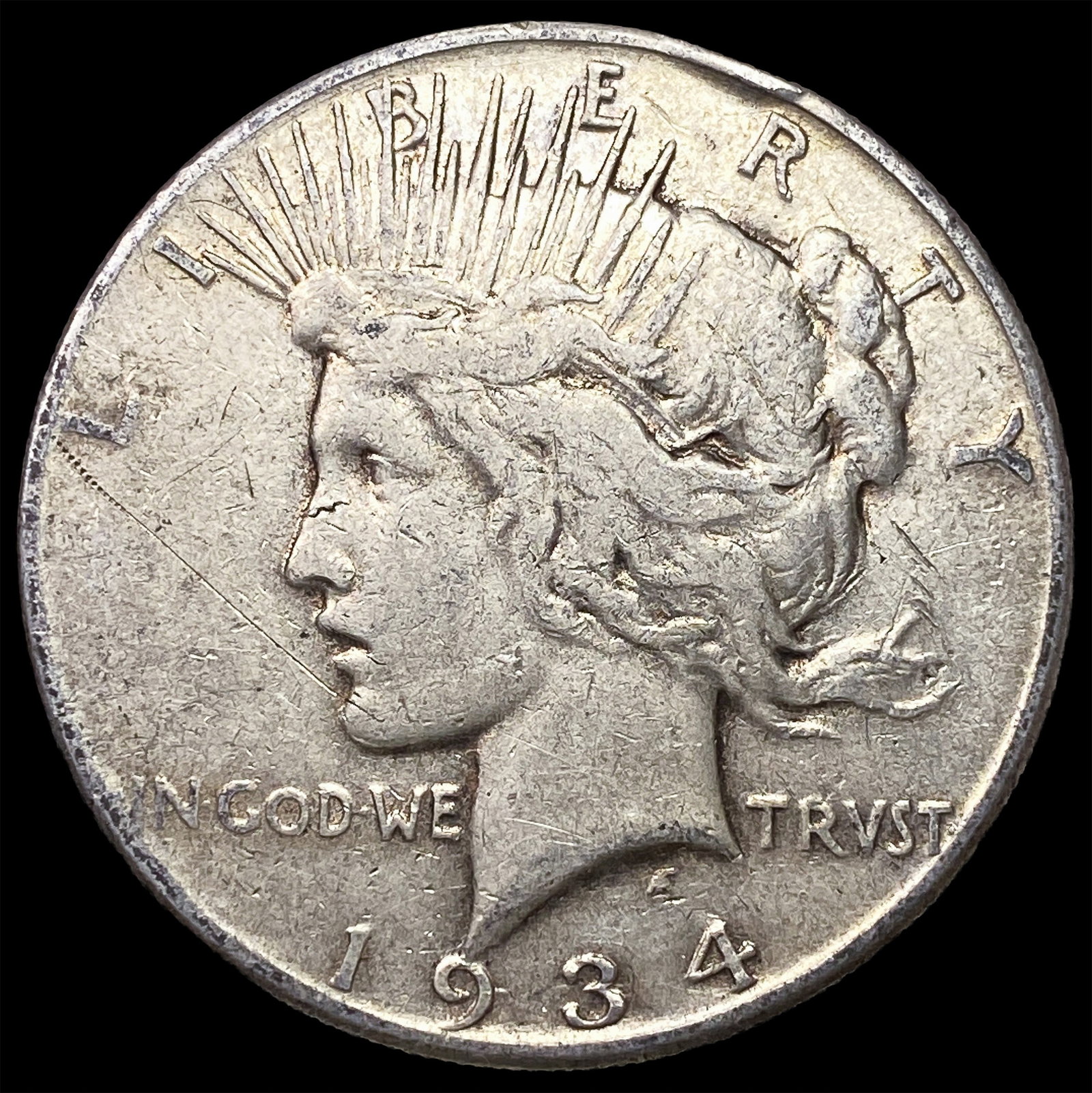 1934-S Peace Silver Dollar LIGHTLY CIRCULATED: 1934-S Peace Silver Dollar LIGHTLY CIRCULATED