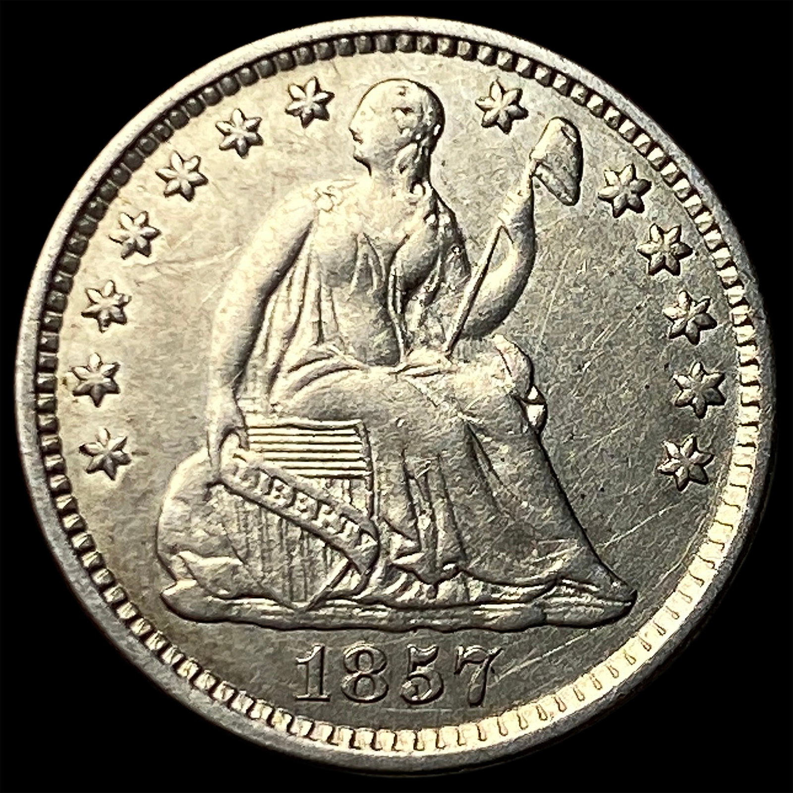 1857 Silver Seated Liberty Half Dime UNCIRCULATED (1 of 2)