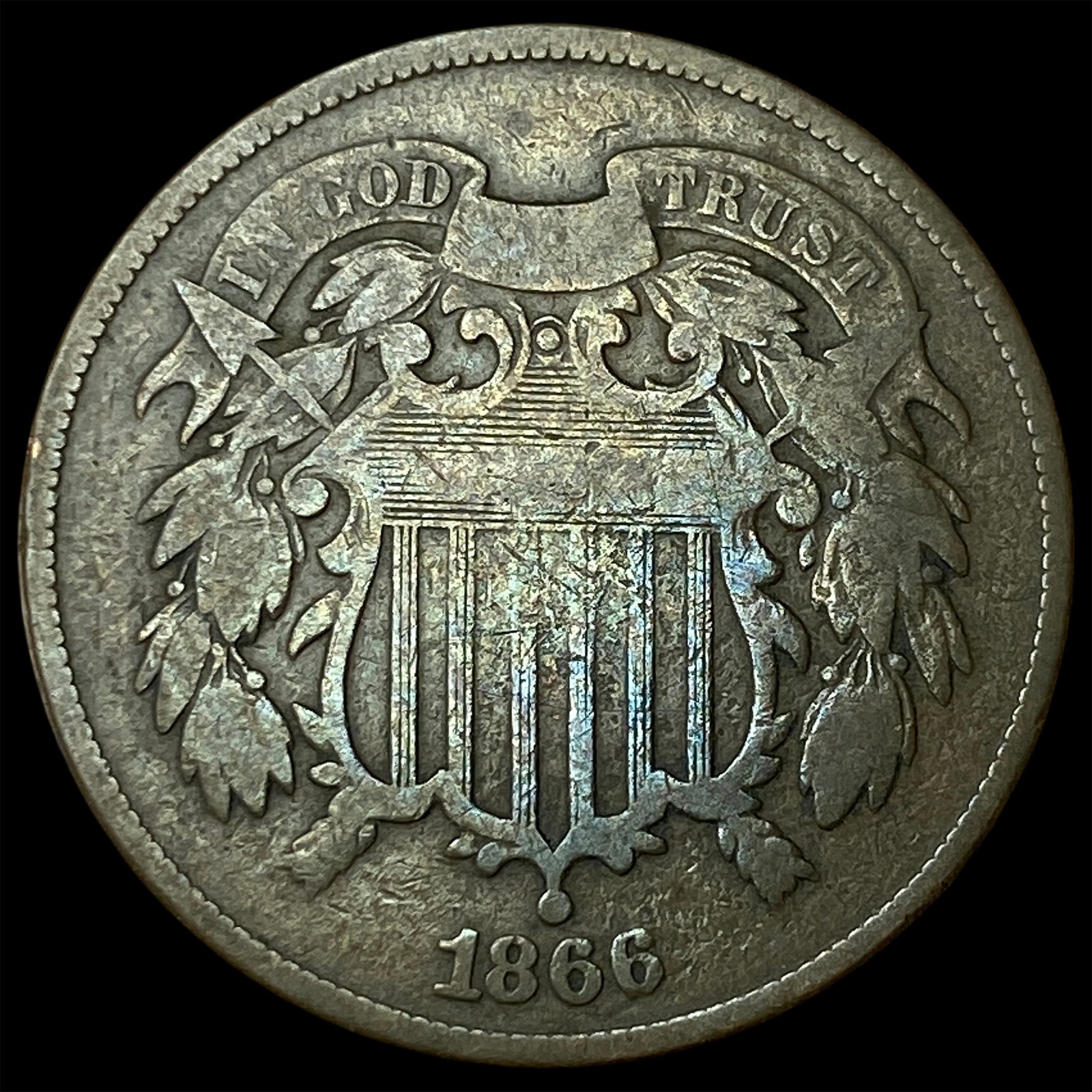1866 Two-Cent Piece NEARLY UNCIRCULATED (1 of 2)