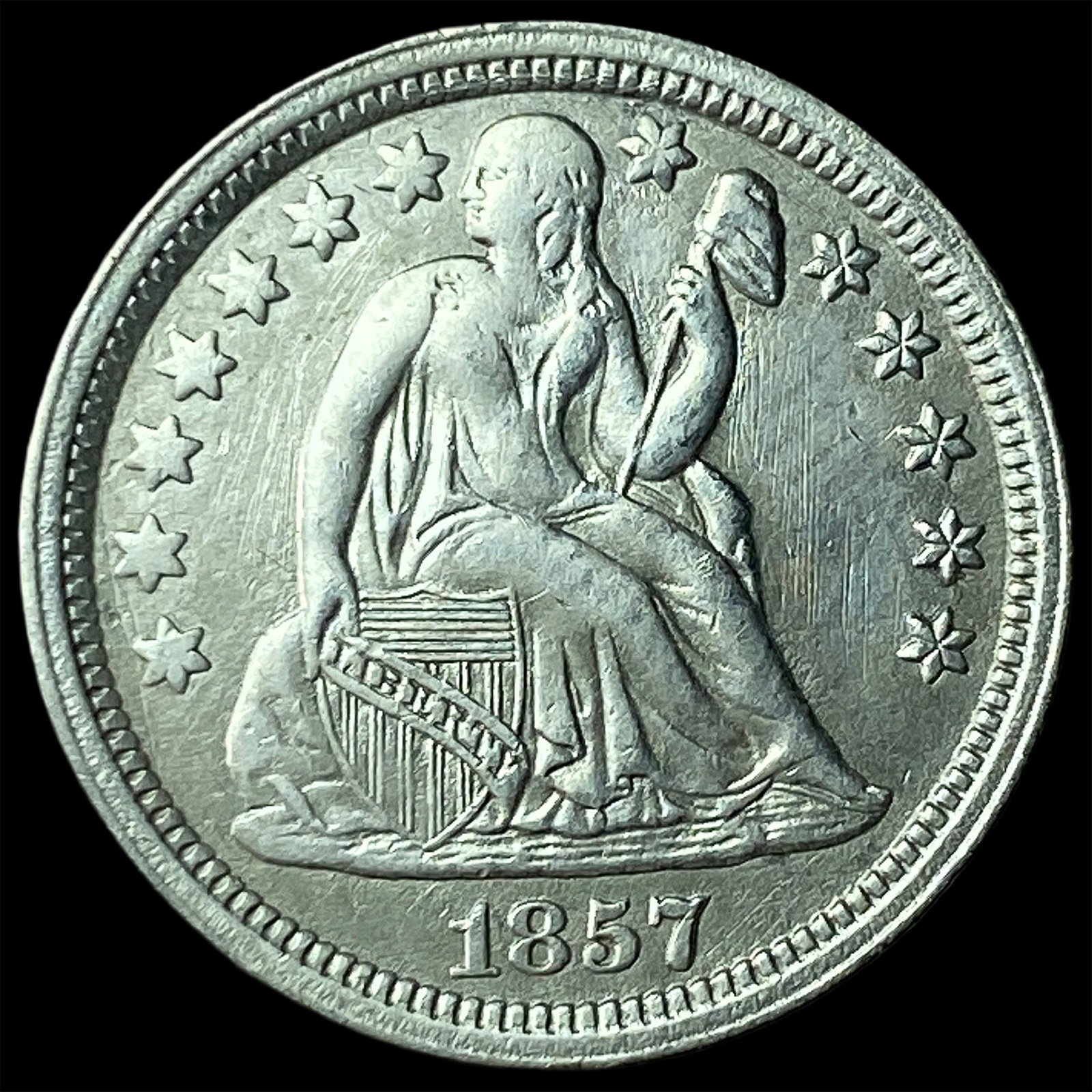 1857 Silver Seated Liberty Dime UNCIRCULATED (1 of 2)