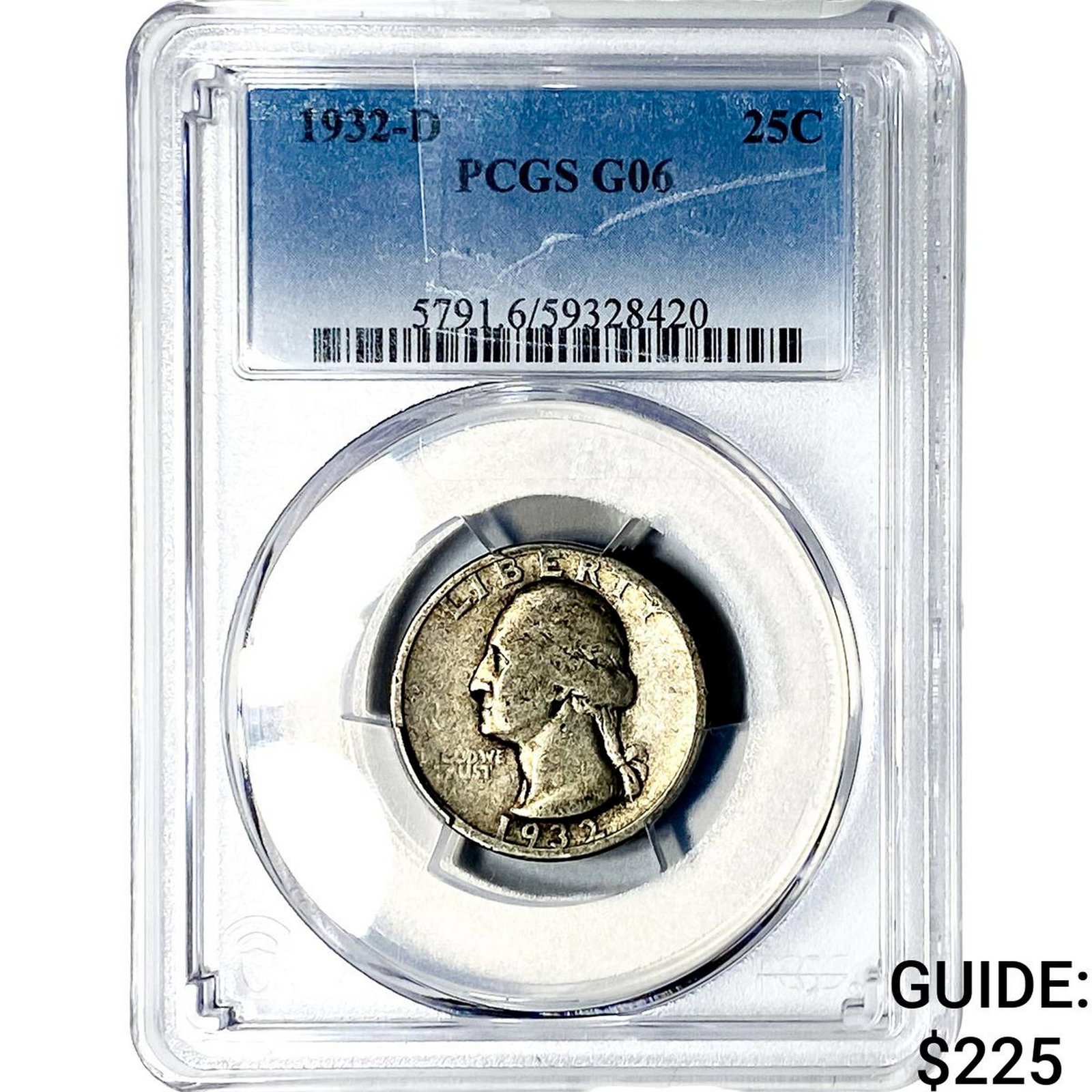 1932-D Washington Silver Quarter PCGS G06: 1932-D Washington Silver Quarter PCGS G06