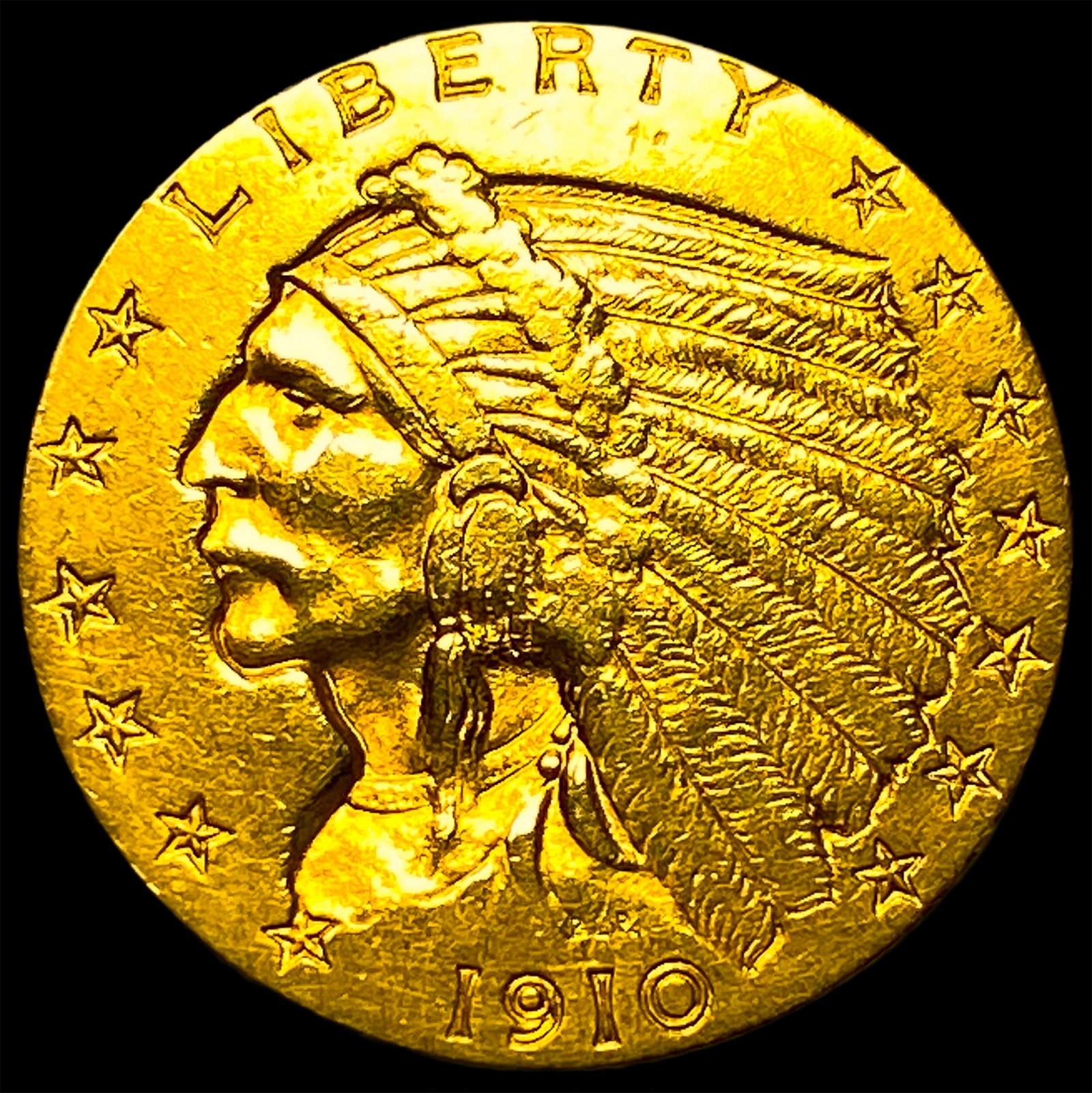 1910 Indian Head Gold $2.5 Quarter Eagle UNCIRCULATED (1 of 2)
