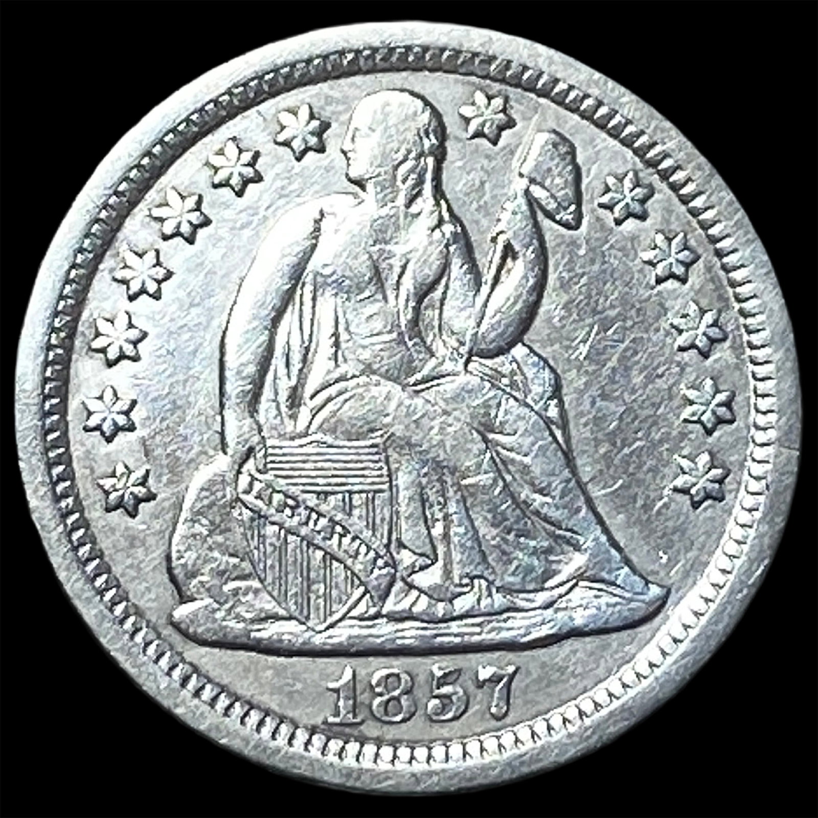 1857 Seated Liberty Dime CLOSELY UNCIRCULATED: 1857 Seated Liberty Dime CLOSELY UNCIRCULATED