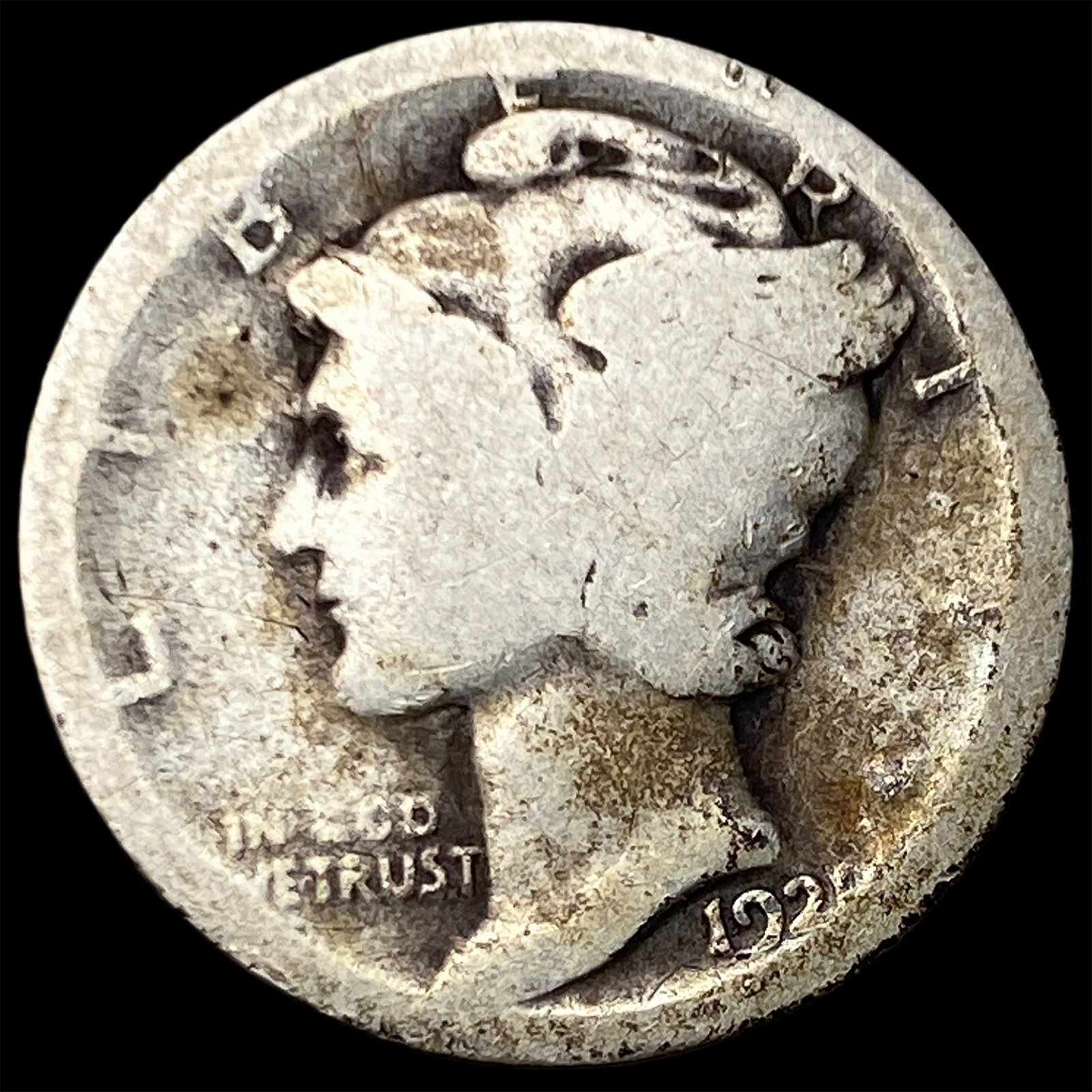 1921 Silver Mercury Dime NICELY CIRCULATED: 1921 Silver Mercury Dime NICELY CIRCULATED