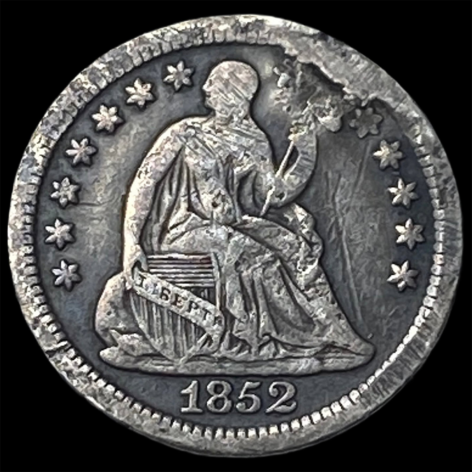 1852-O Silver Seated Liberty Half Dime NICELY CIRCULATED: 1852-O Silver Seated Liberty Half Dime NICELY CIRCULATED