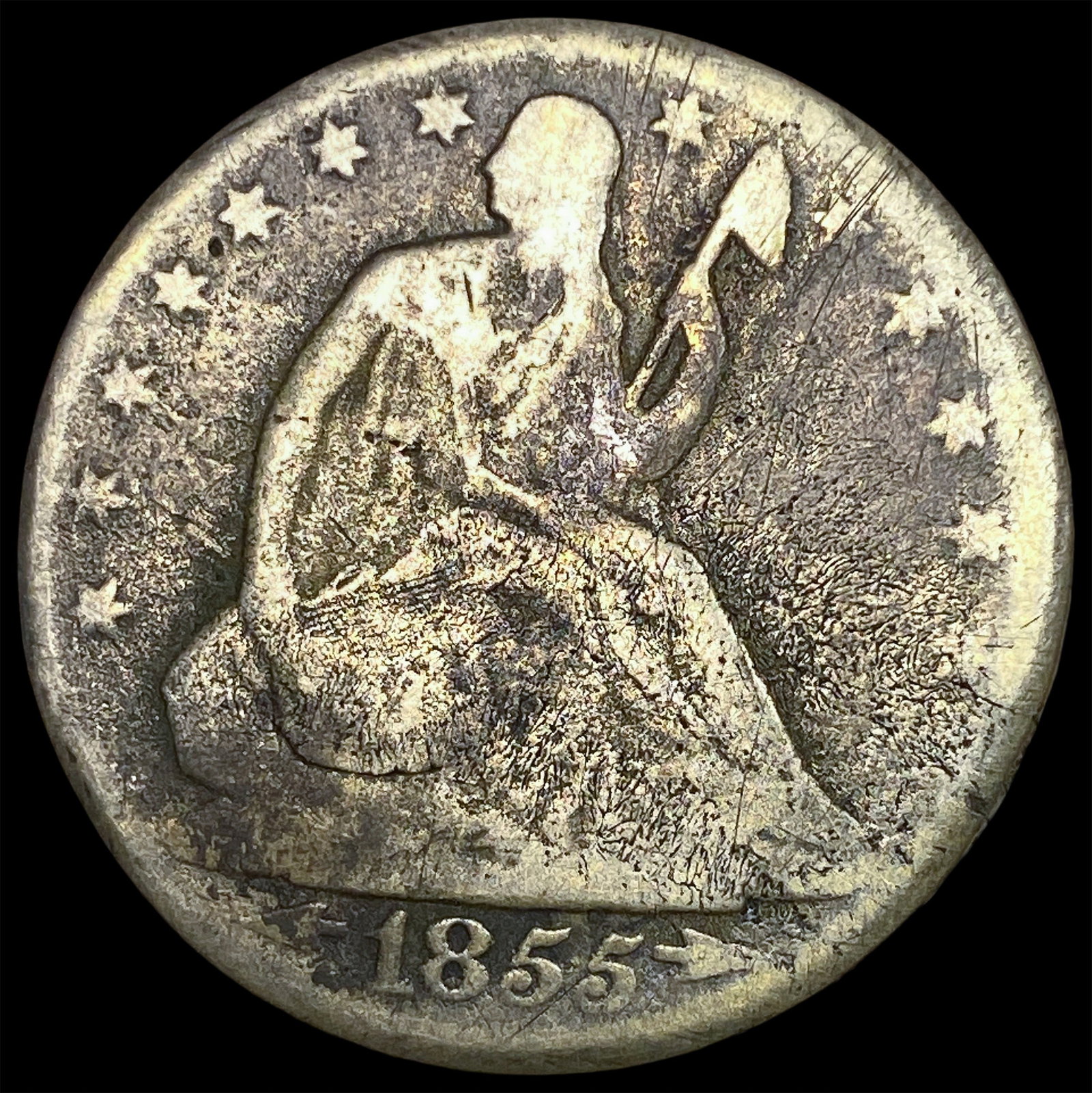 1855-O Silver Seated Liberty Half Dollar NICELY CIRCULATED: 1855-O Silver Seated Liberty Half Dollar NICELY CIRCULATED