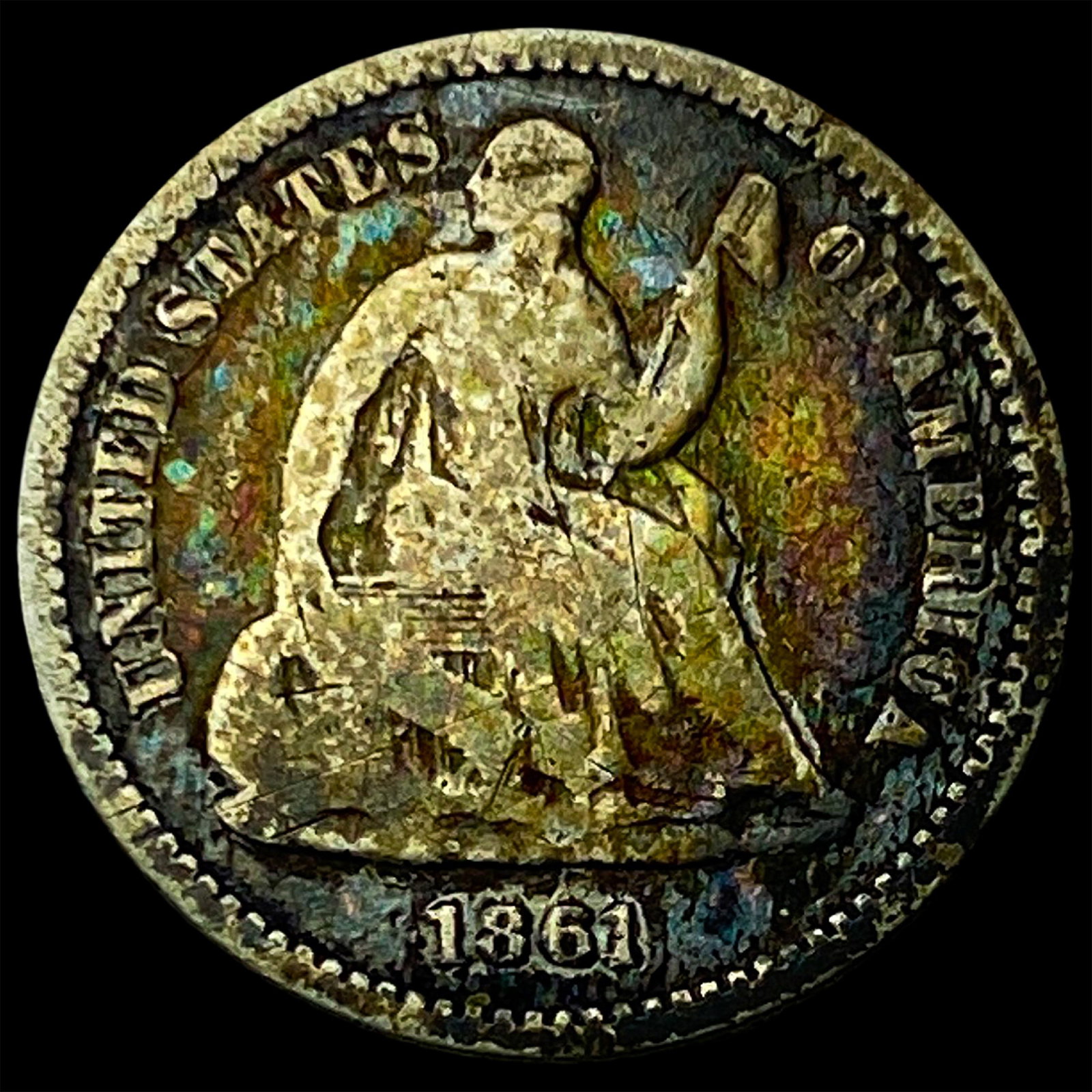 1861 Silver Seated Liberty Half Dime LIGHTLY CIRCULATED: 1861 Silver Seated Liberty Half Dime LIGHTLY CIRCULATED