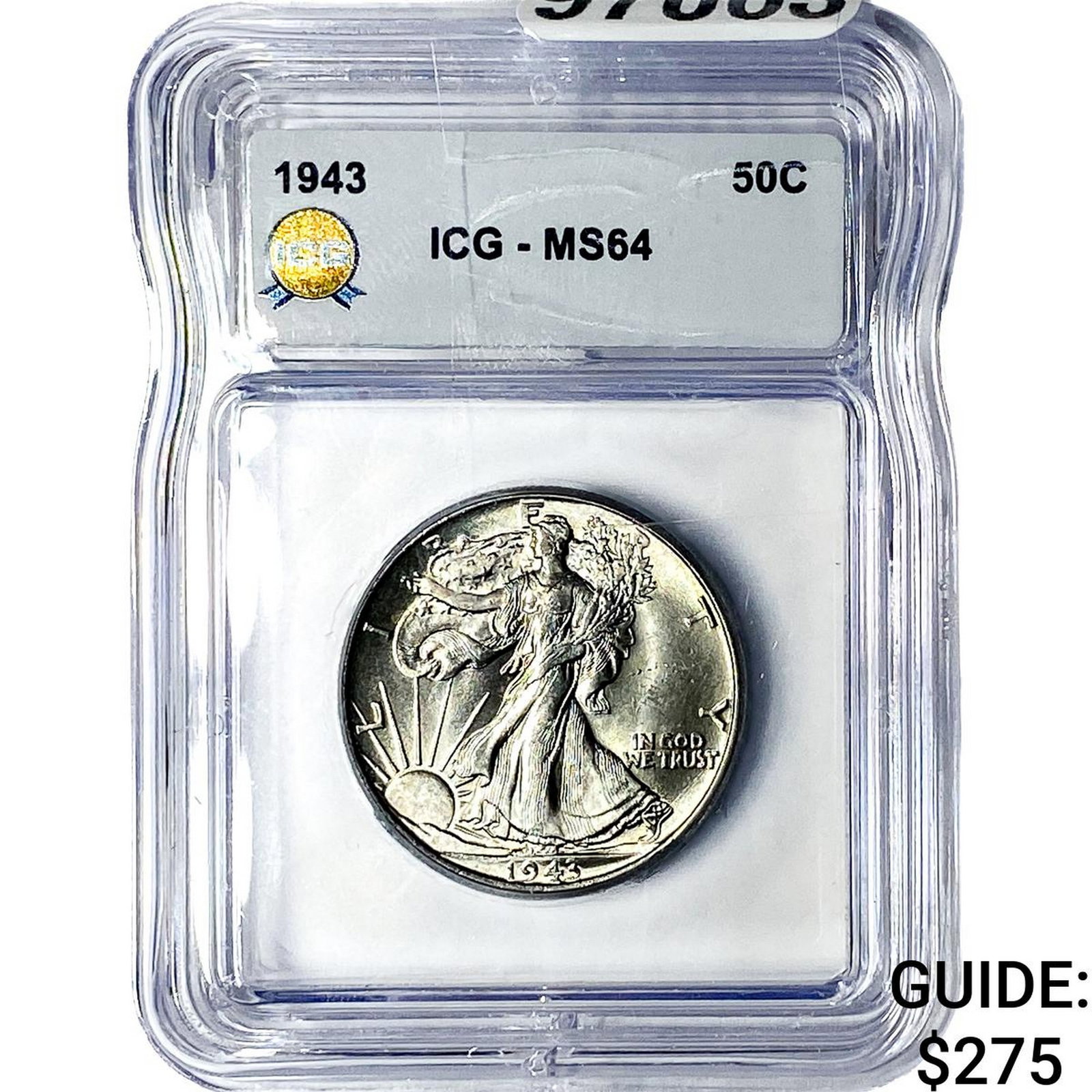 1943 Walking Liberty Half Dollar ICG MS64: 1943 Walking Liberty Half Dollar ICG MS64