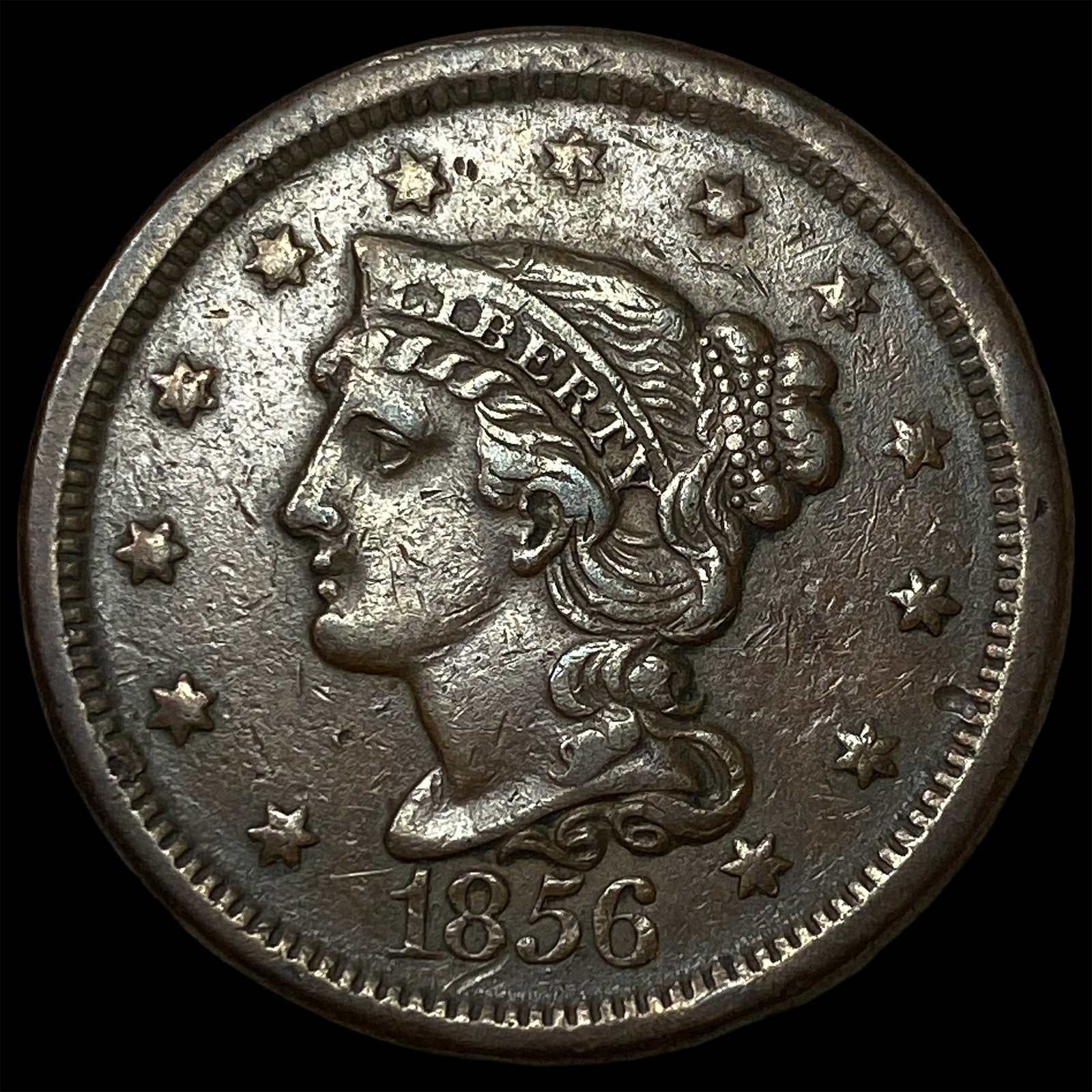 1856 Braided Hair Large Cent CLOSELY UNCIRCULATED (1 of 2)