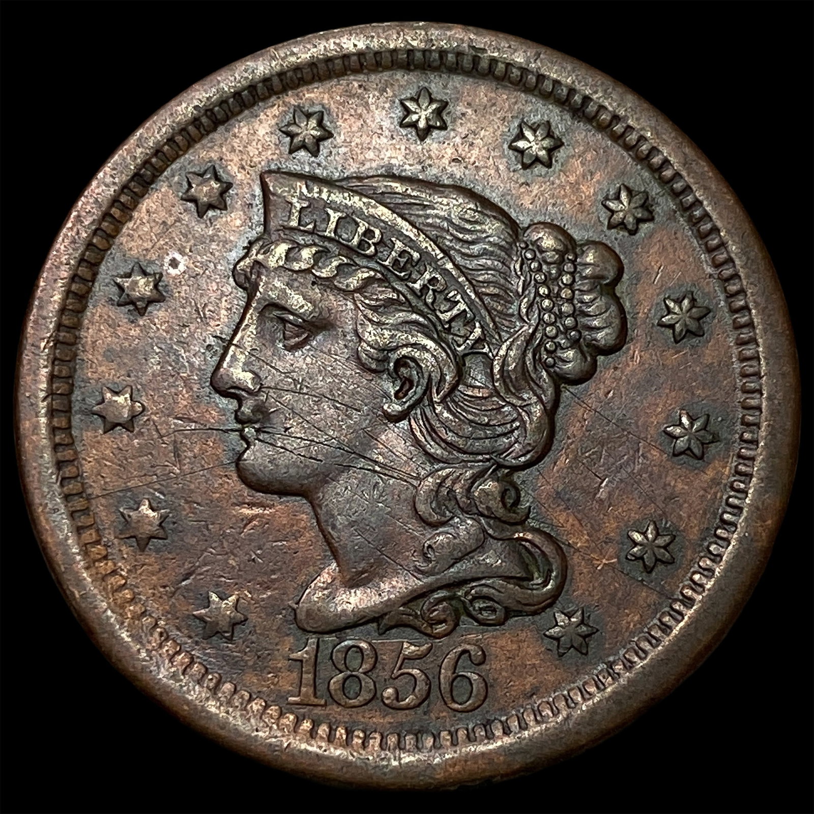 1856 Braided Hair Large Cent CLOSELY UNCIRCULATED: 1856 Braided Hair Large Cent CLOSELY UNCIRCULATED