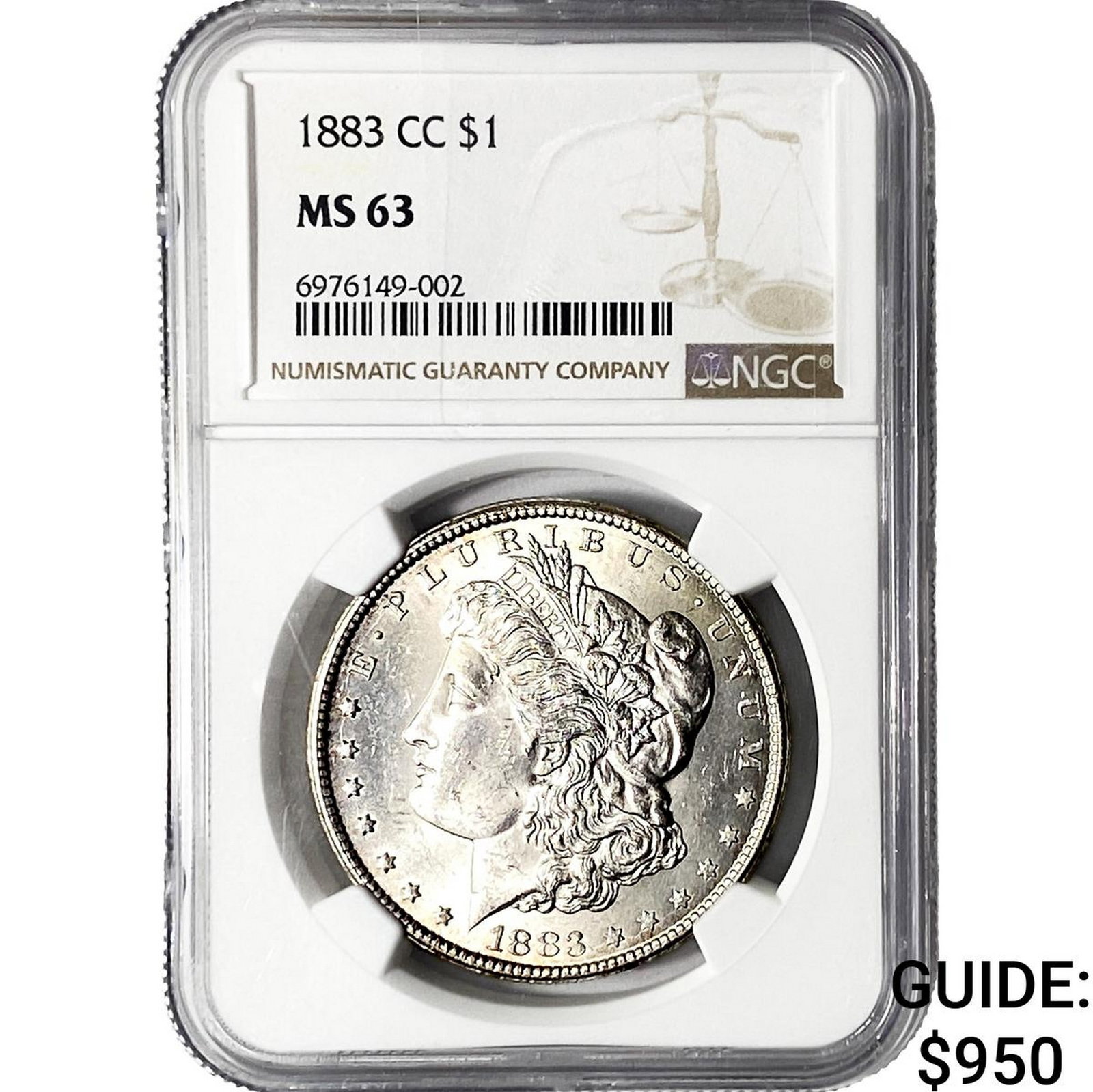 1883-CC Morgan Silver Dollar NGC MS63: 1883-CC Morgan Silver Dollar NGC MS63