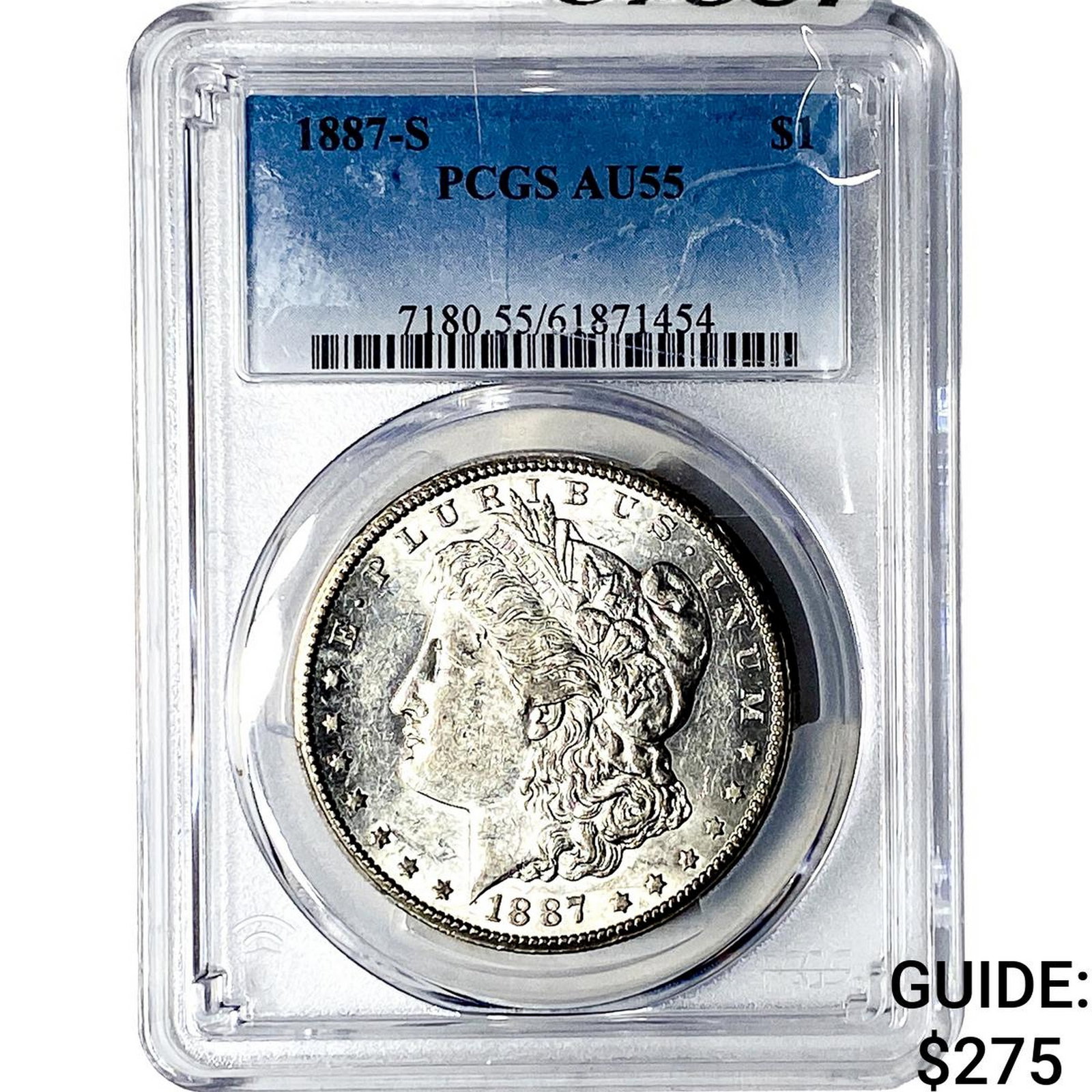1887-S Morgan Silver Dollar PCGS AU55: 1887-S Morgan Silver Dollar PCGS AU55