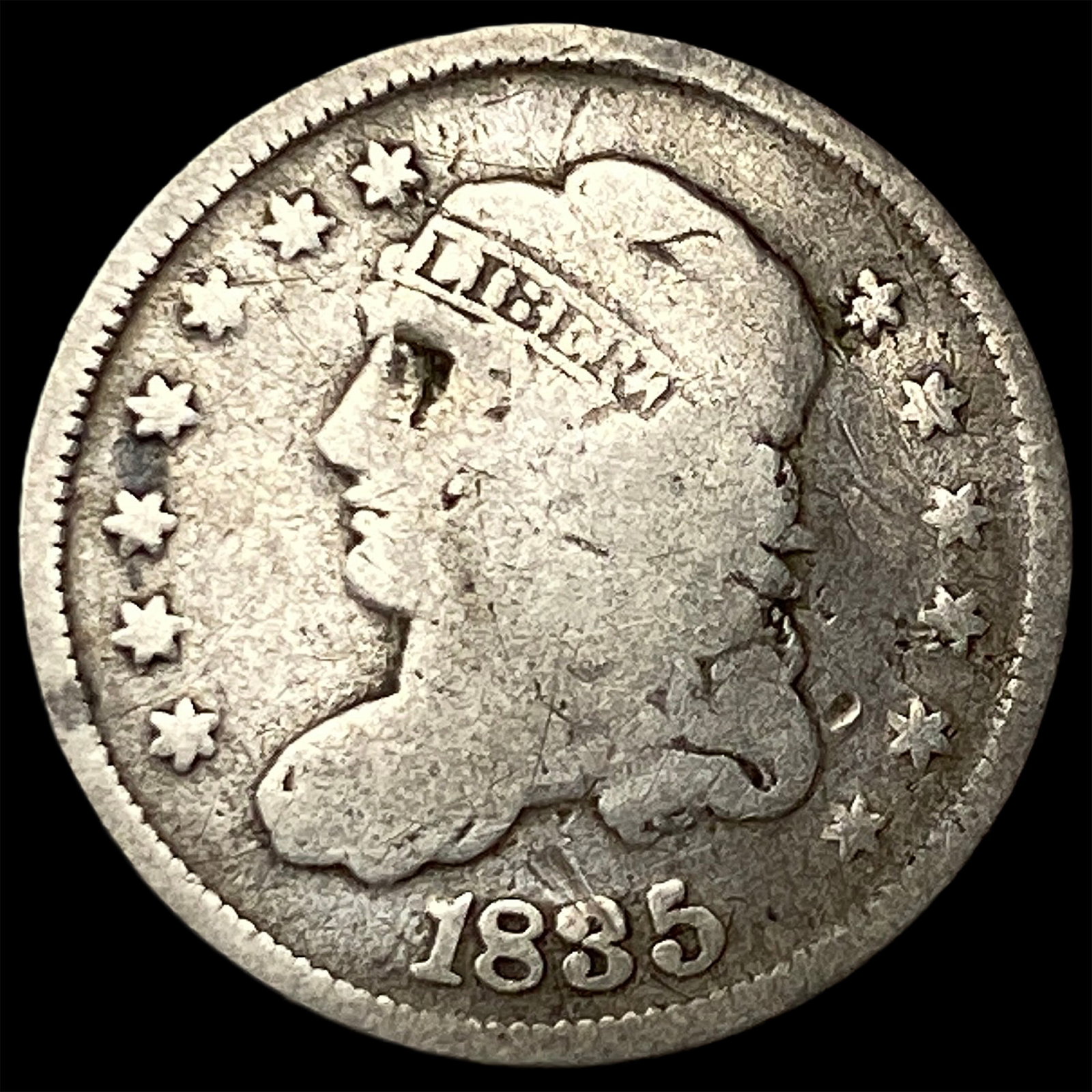 1835 Capped Bust Silver Half Dime LIGHTLY CIRCULATED (1 of 2)