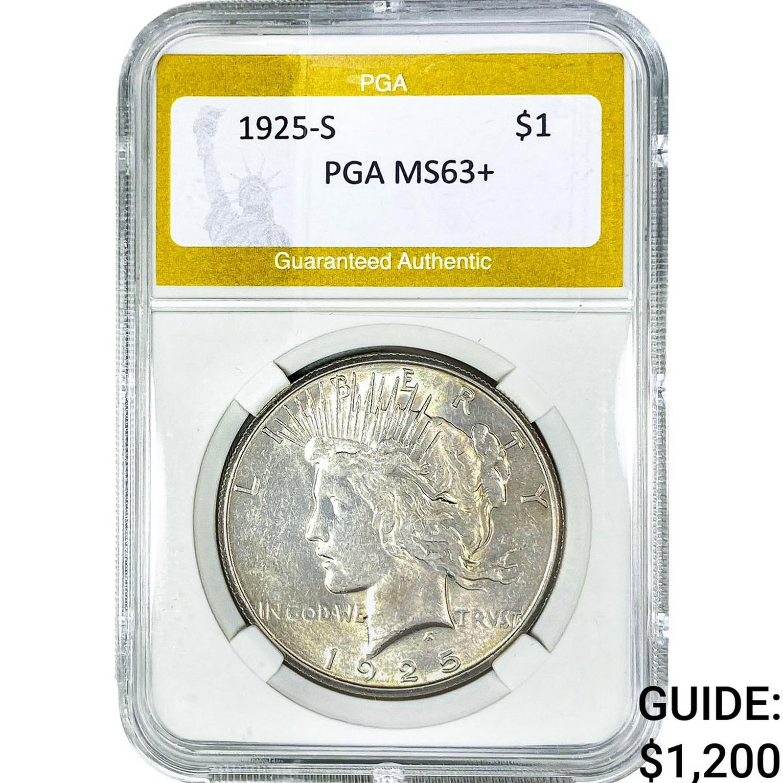 1925-S Silver Peace Dollar PGA MS63+ (1 of 2)