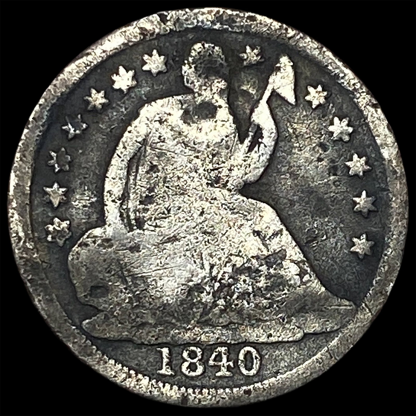1840-O Silver Seated Liberty Half Dime NICELY CIRCULATED: 1840-O Silver Seated Liberty Half Dime NICELY CIRCULATED