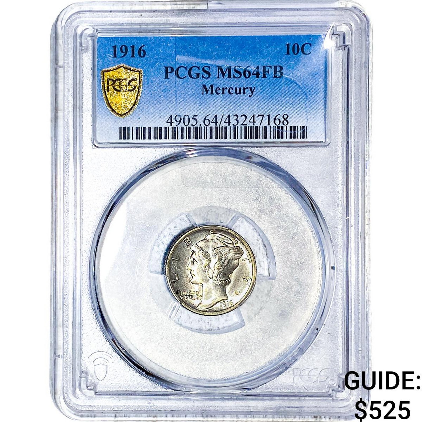 1916 Mercury Silver Dime PCGS MS64 FSB