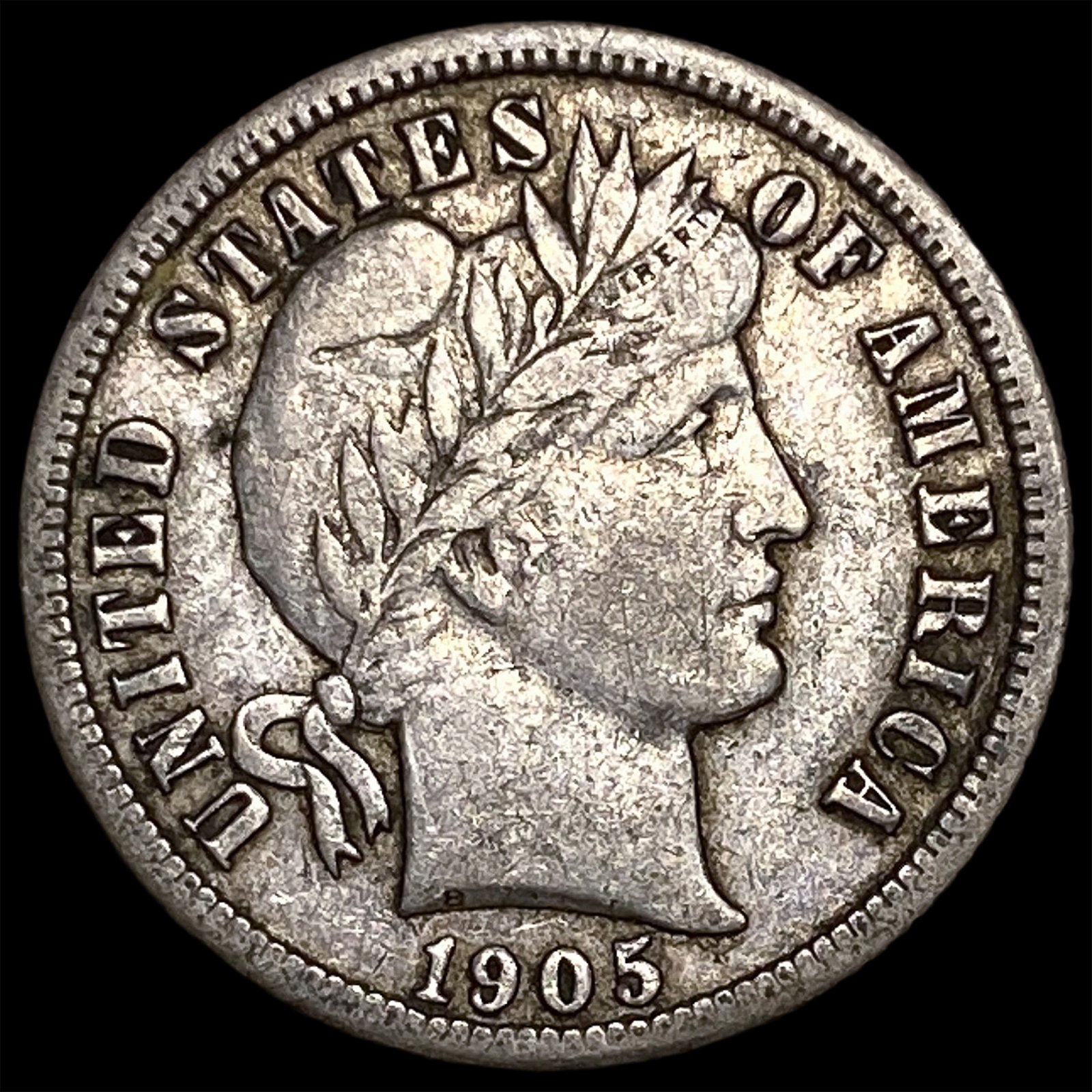 1905-O Silver Barber Dime NEARLY UNCIRCULATED (1 of 2)