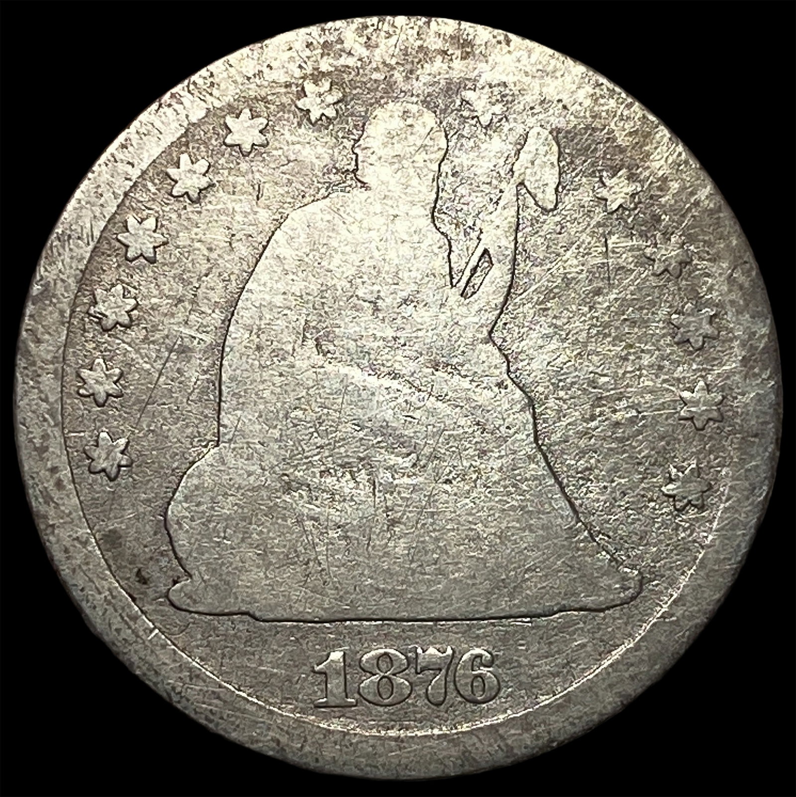 1876-CC Silver Seated Liberty Quarter NICELY CIRCULATED: 1876-CC Silver Seated Liberty Quarter NICELY CIRCULATED